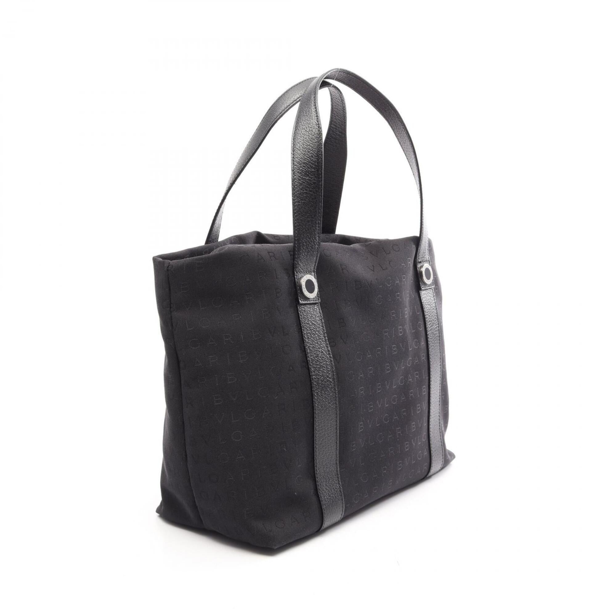 Bvlgari Black Canvas Leather Handbag Tote Bag (Pre-Owned)