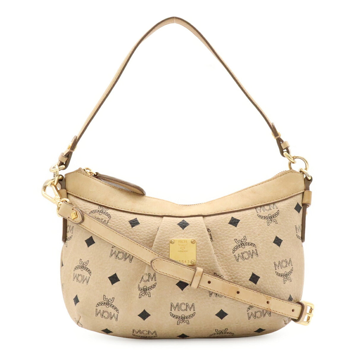 Mcm Beige Canvas Handbag Shoulder Bag (Pre-Owned)