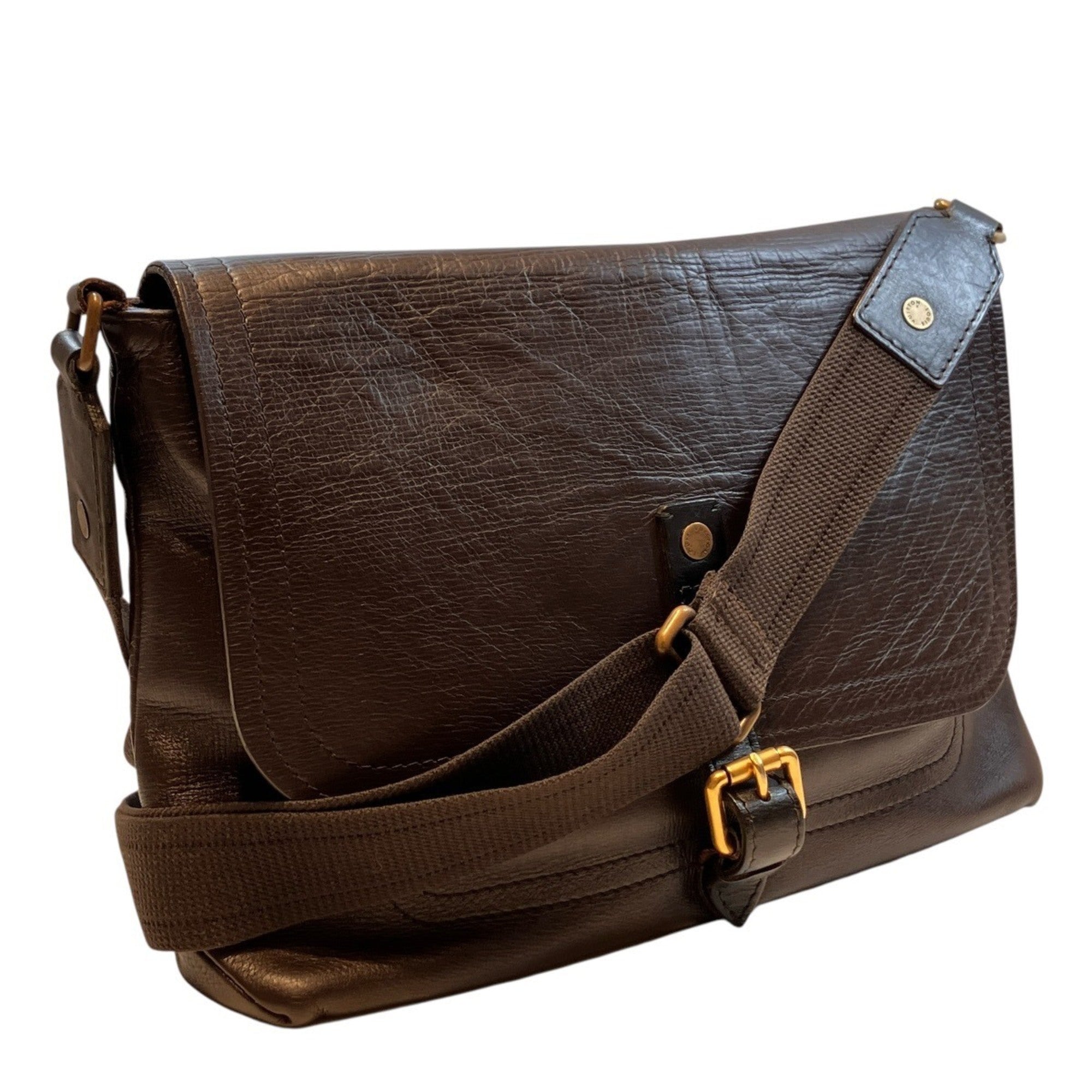 Louis Vuitton Brown Leather Messenger Bag (Pre-Owned)