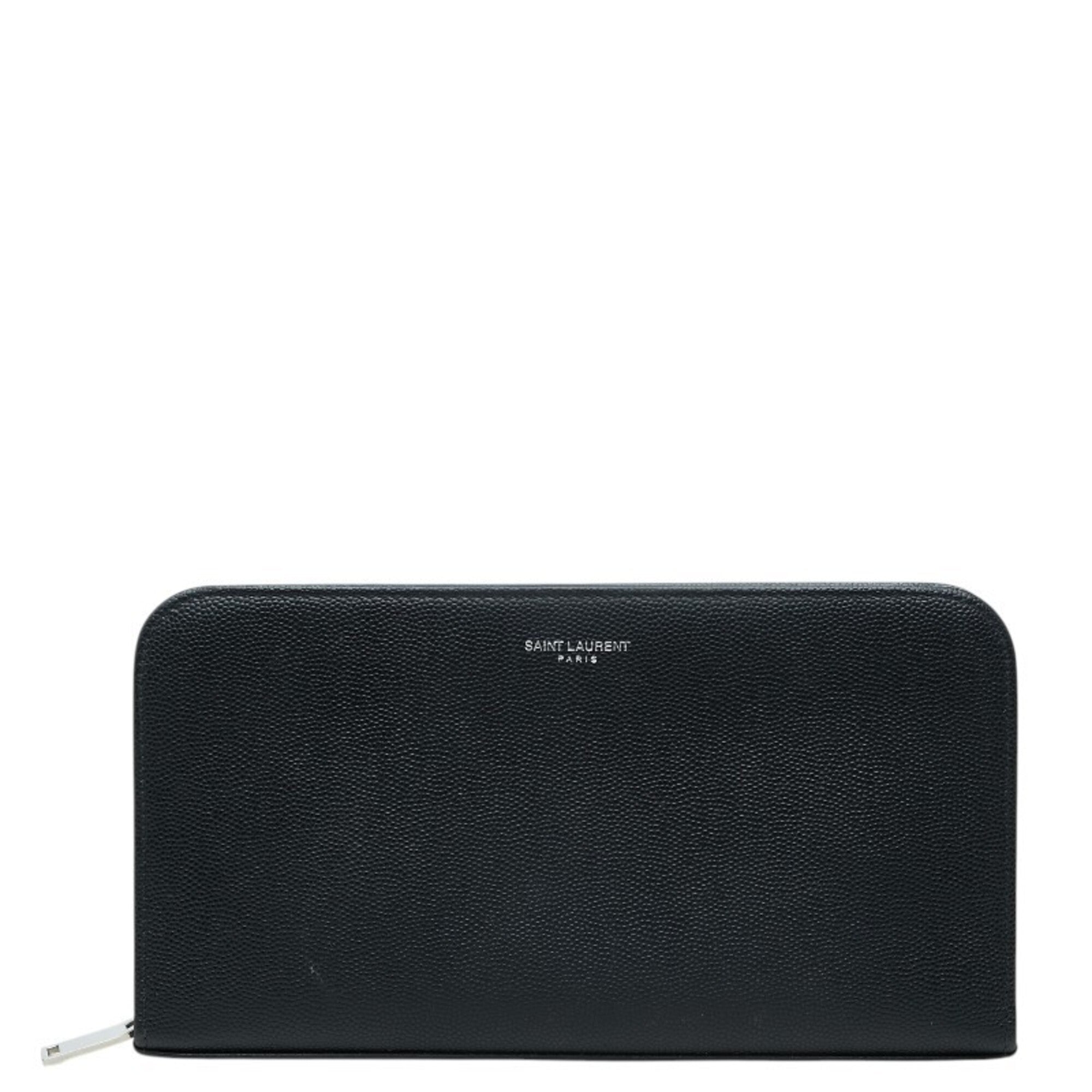 Saint Laurent Black Leather Long Wallet (Bi-Fold) (Pre-Owned)