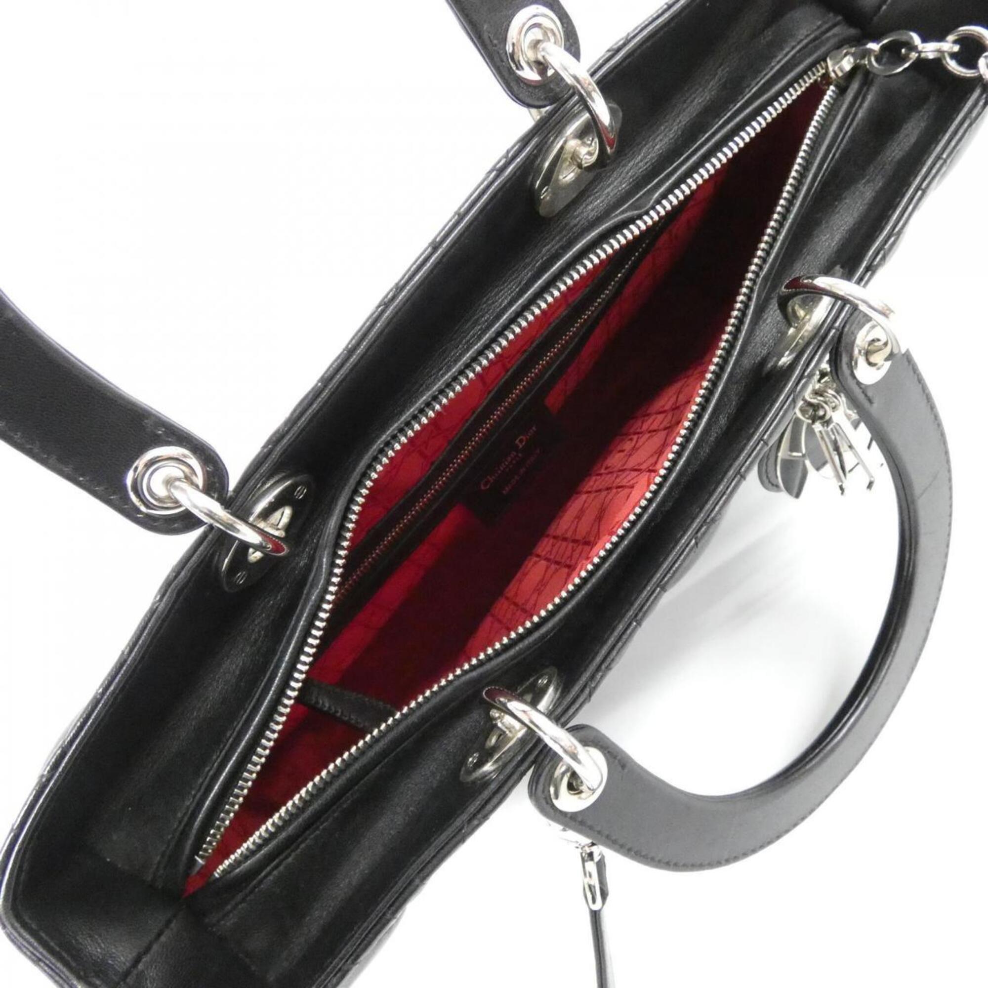 Christian Dior Lady Dior Black Leather Handbag (Pre-Owned)