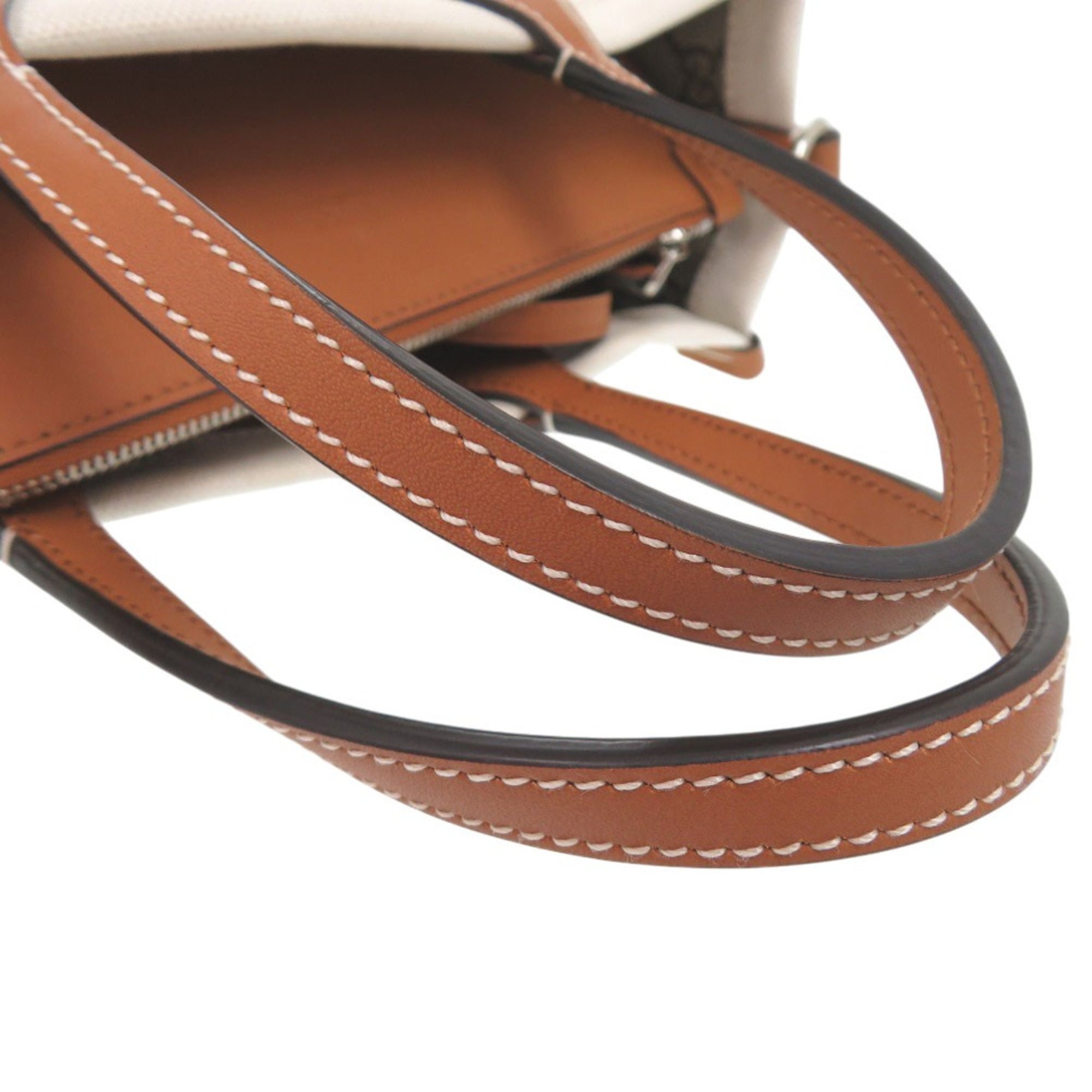 Gucci Beige Canvas Leather Handbag (Pre-Owned)