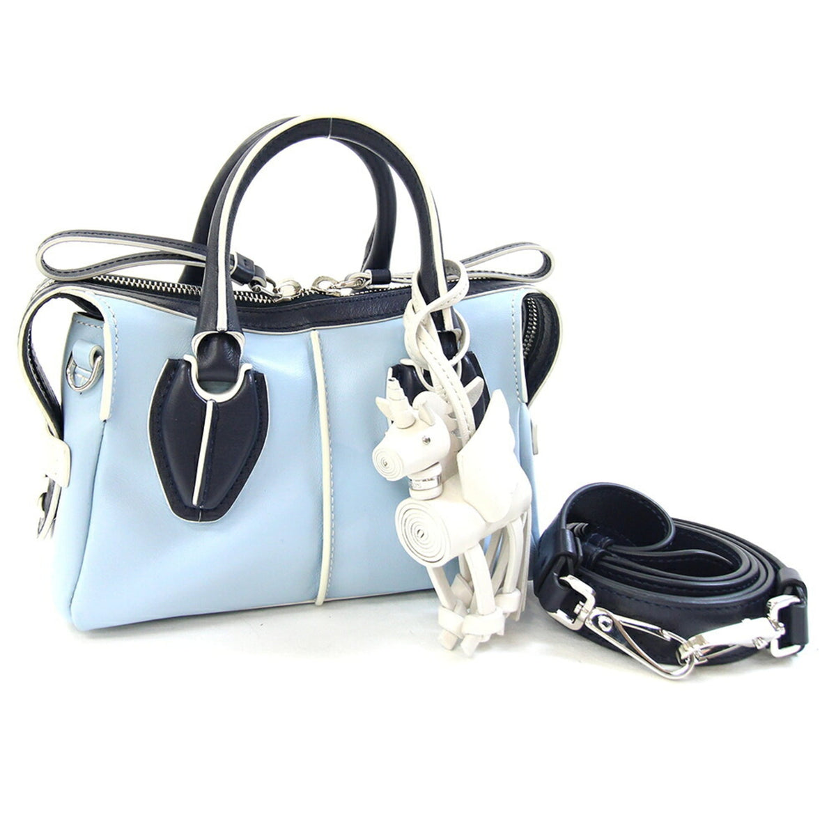 Tod's Light Blue Navy Leather Handbag (Pre-Owned)