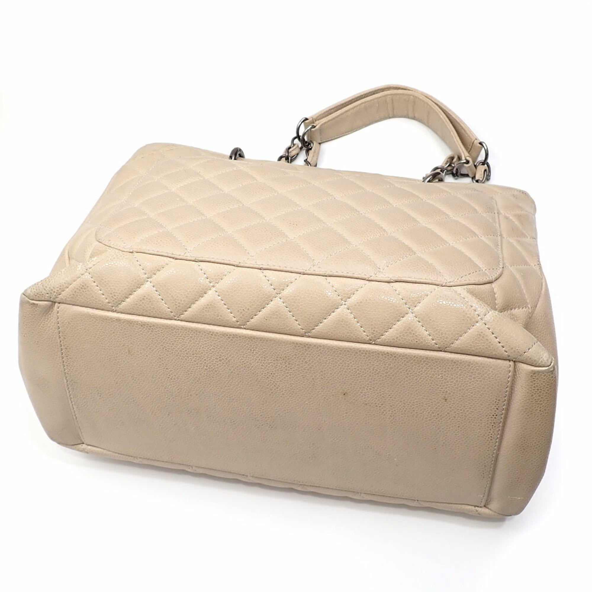 Chanel Matelasse Beige Grained Calfskin Tote Bag (Pre-Owned)