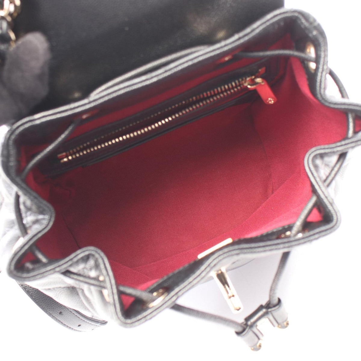 Chanel Black Grained Calfskin Backpack Handbag (Pre-Owned)