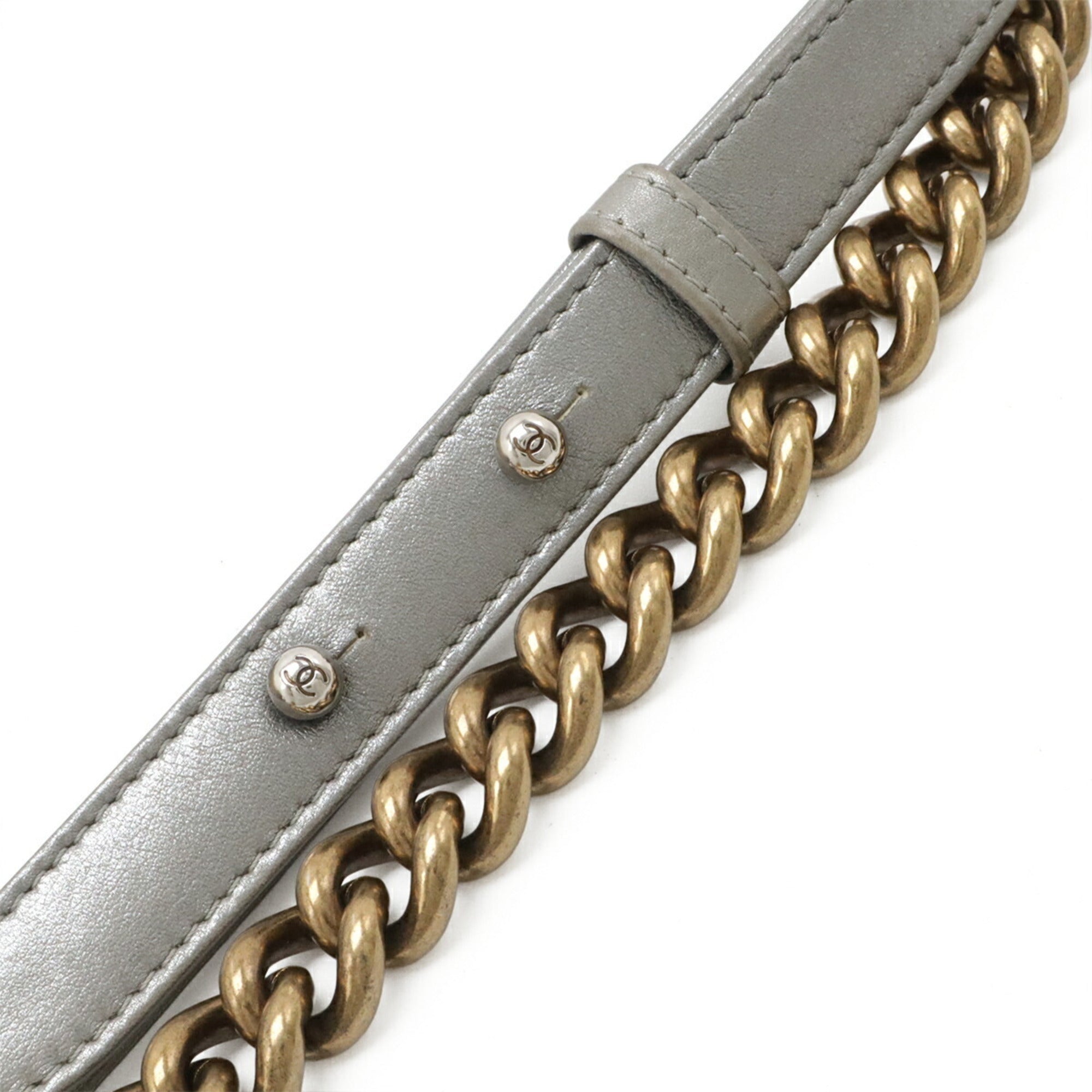 Chanel Matelasse Gold Gray Leather Shoulder Bag (Pre-Owned)