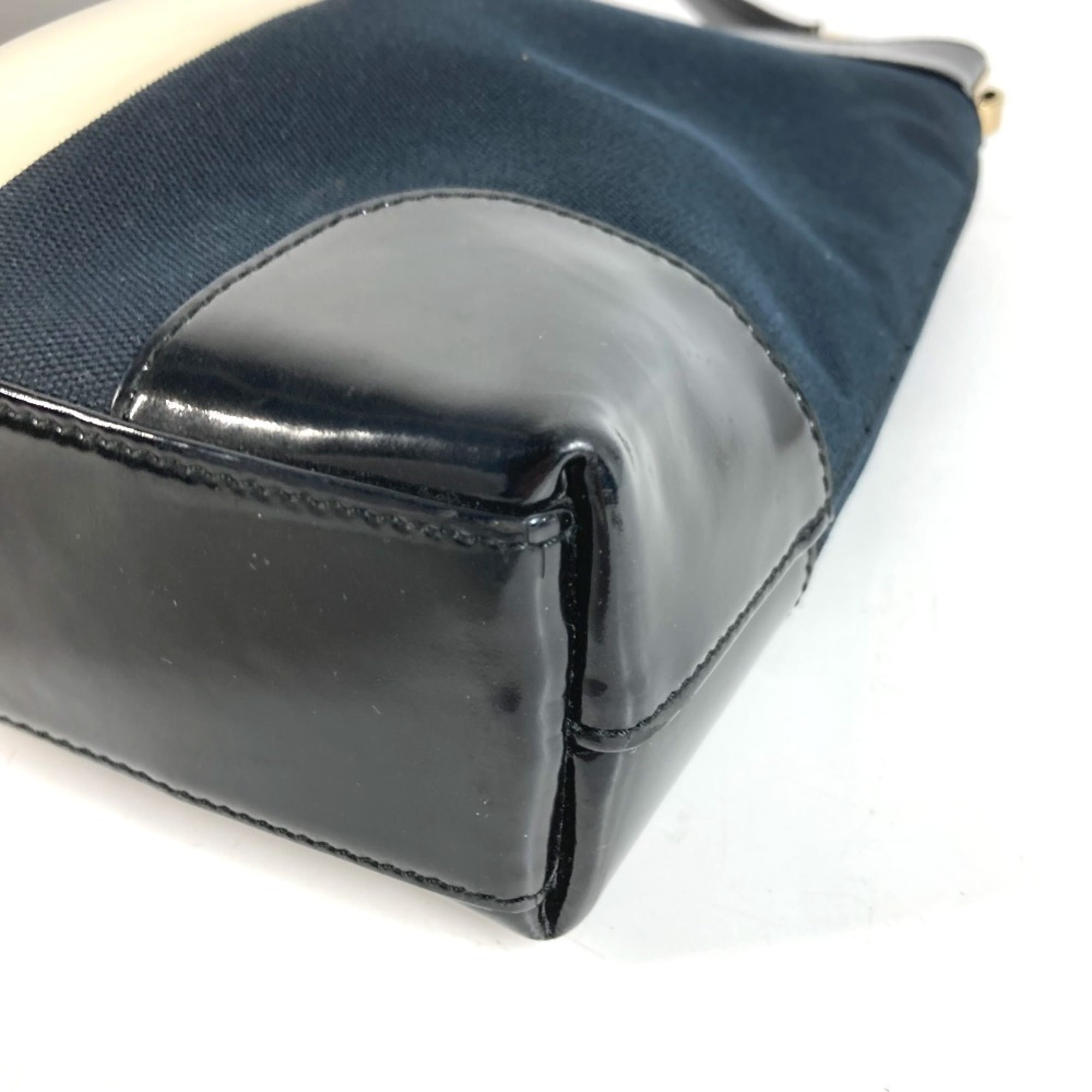 Gucci Black White Canvas Shoulder Bag Tote Bag (Pre-Owned)