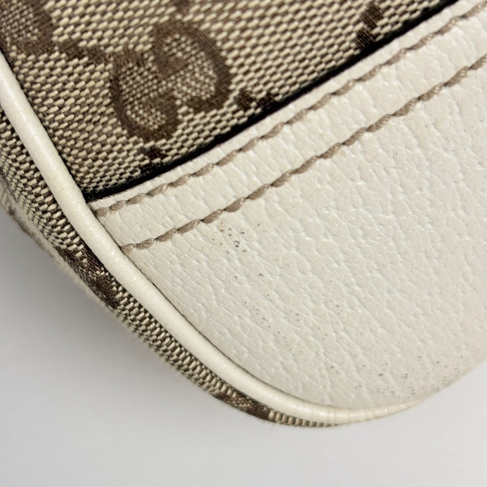 Gucci Gg Canvas Beige White Gg Canvas Leather Tote Bag (Pre-Owned)