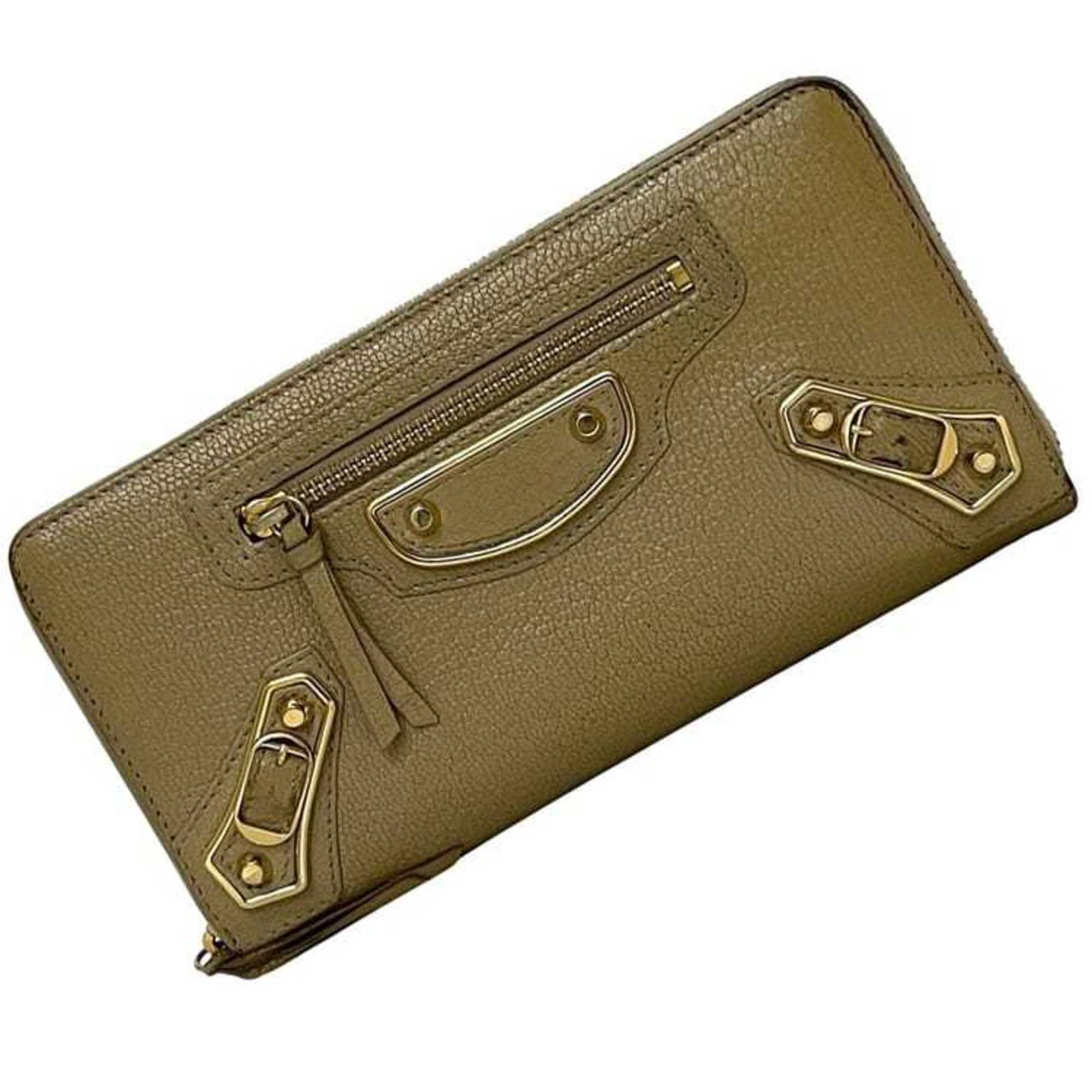 Balenciaga Beige Leather Long Wallet (Bi-Fold) (Pre-Owned)