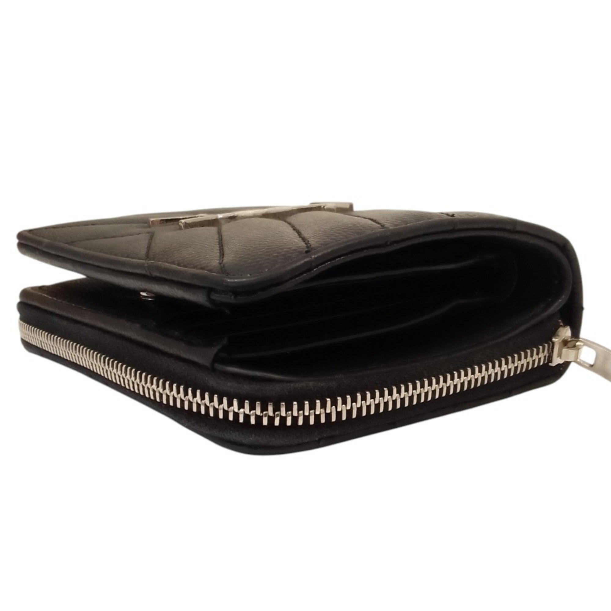 Yves Saint Laurent Black White Leather Wallet (Bi-Fold) (Pre-Owned)