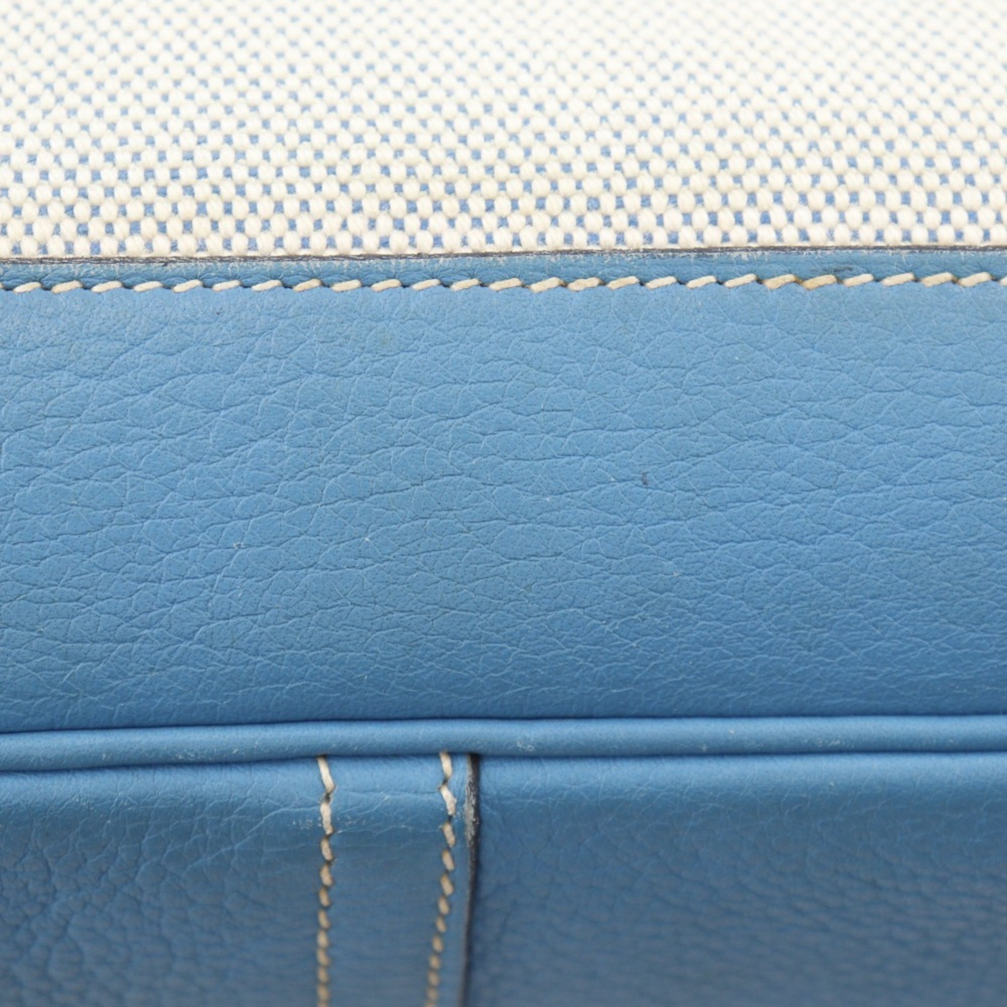 Hermes Trim Blue Natural Toile H Shoulder Bag (Pre-Owned)