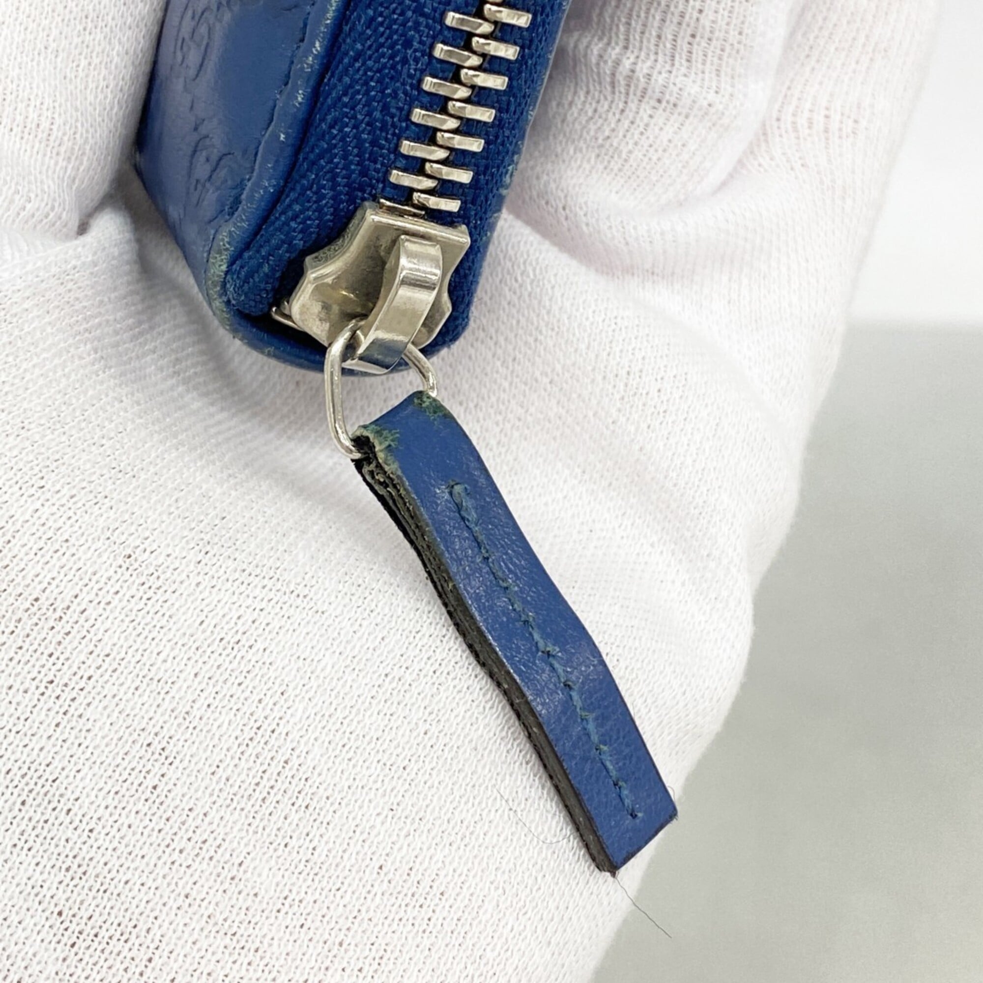 Gucci Blue Leather Long Wallet (Bi-Fold) (Pre-Owned)