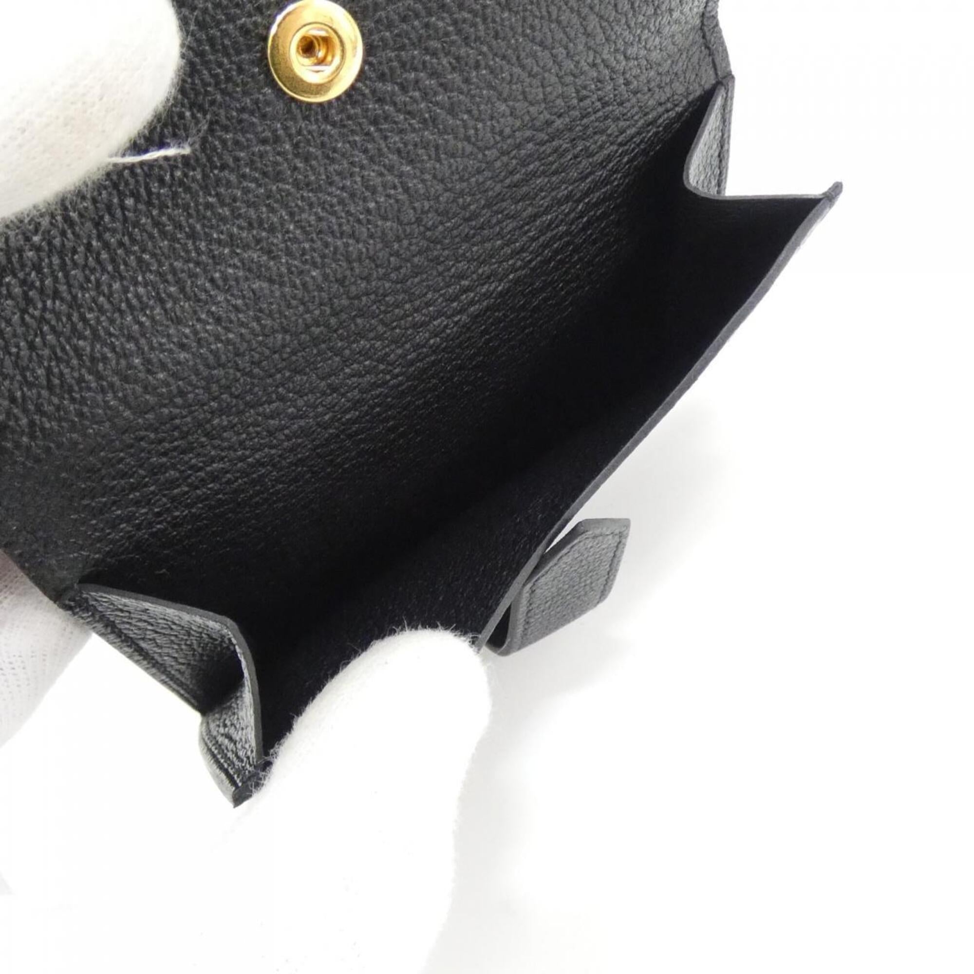 Hermes Bearn Gold Black Chevre Leather Wallet (Bi-Fold) (Pre-Owned)