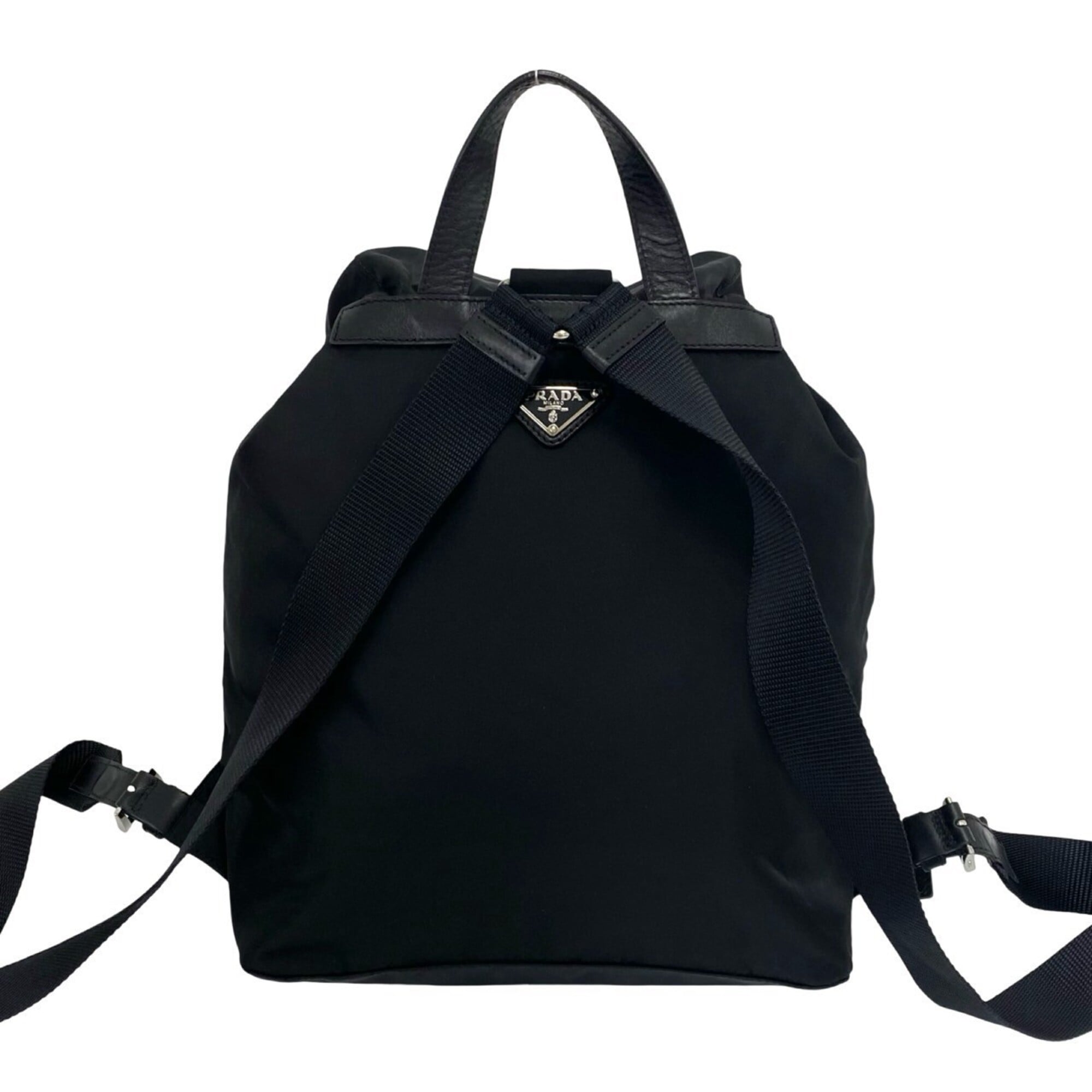 Prada Black Nylon Leather Backpack (Pre-Owned)