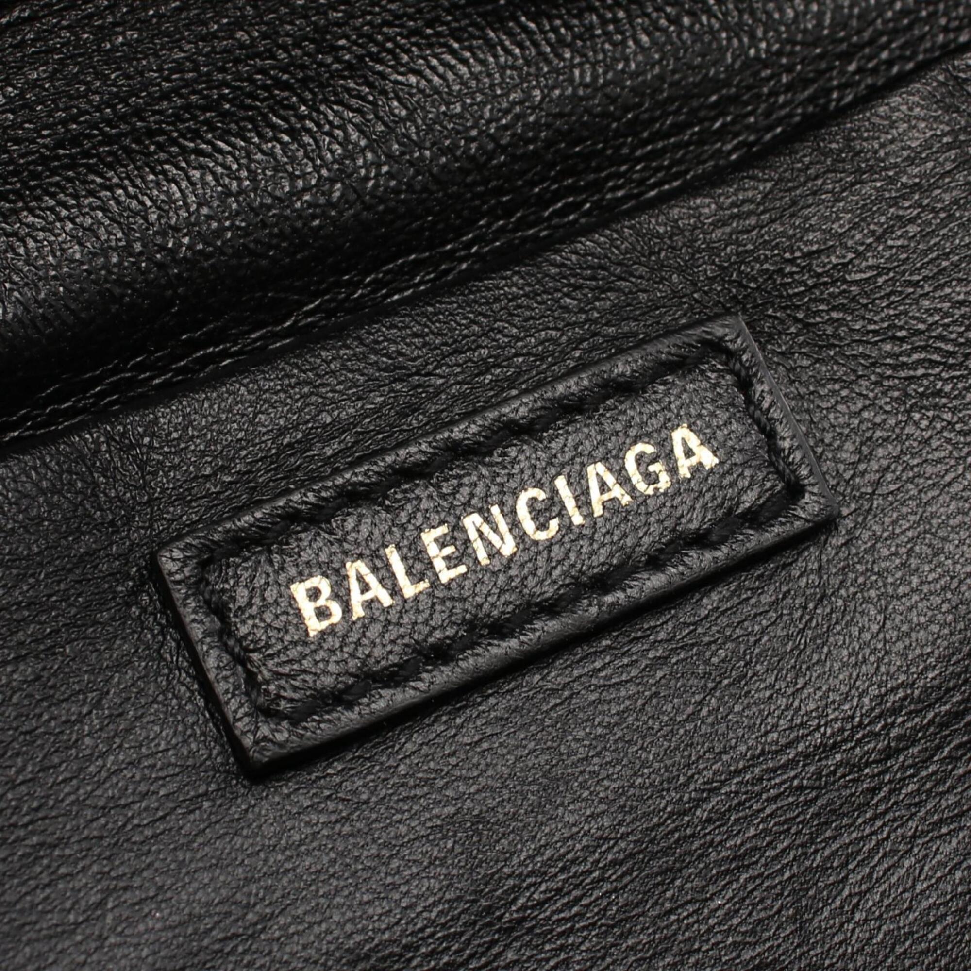 Balenciaga Black Leather Fabric Fanny Pack Handbag (Pre-Owned)