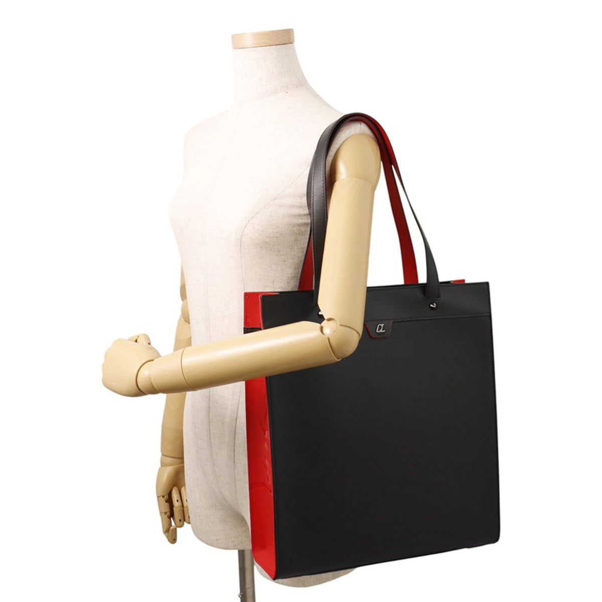 Christian Louboutin Black Red Color Leather Tote Bag (Pre-Owned)