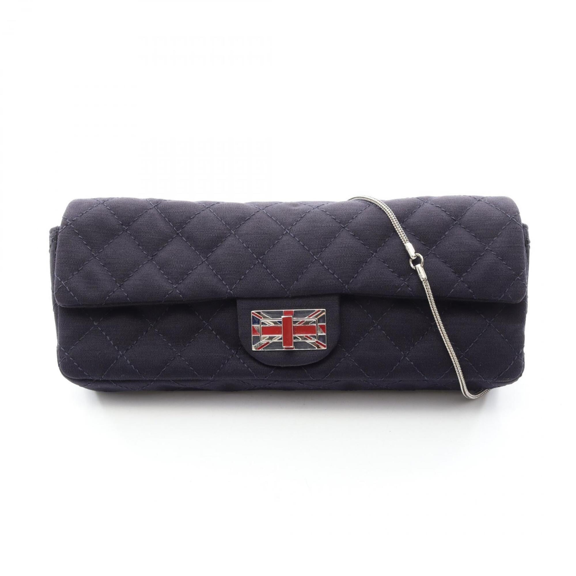 Chanel Navy Fabric Handbag Shoulder Bag (Pre-Owned)