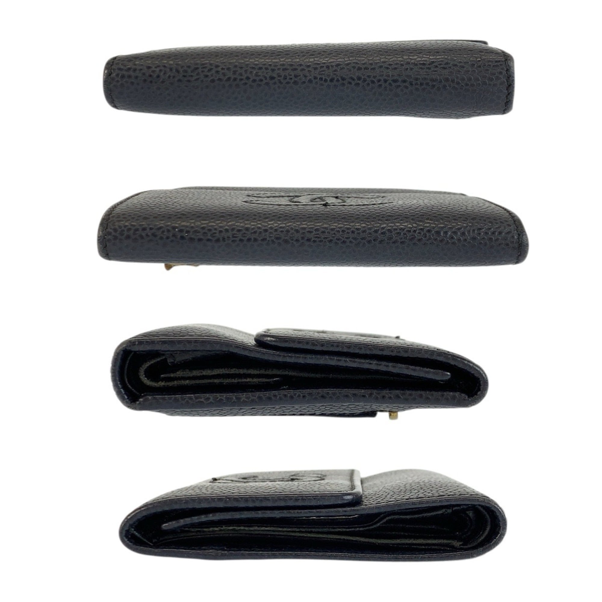 Chanel Black Leather Wallet (Tri-Fold) (Pre-Owned)