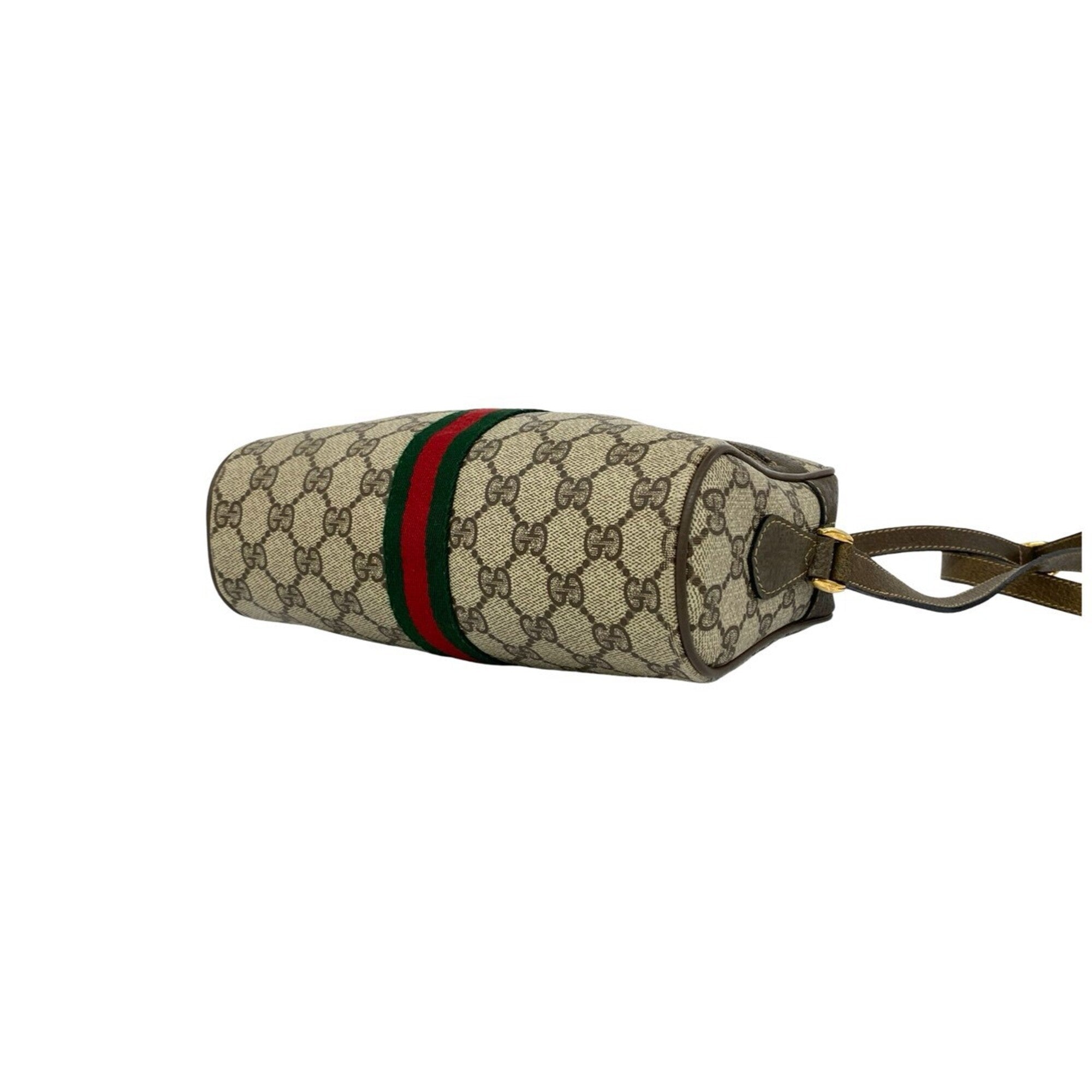Gucci Brown Green Red Color Leather Pvc Shoulder Bag (Pre-Owned)