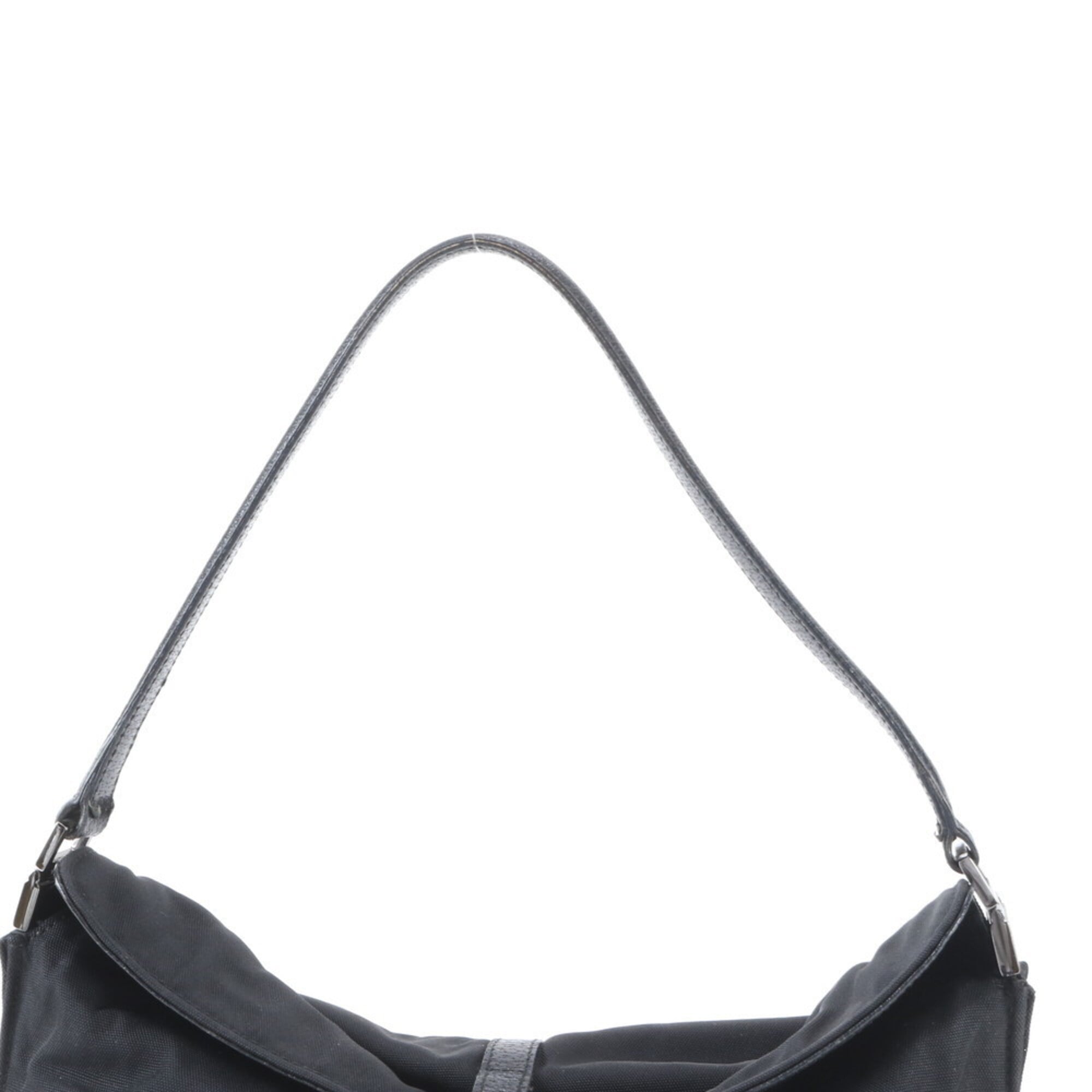 Gucci Black Leather Nylon Handbag Shoulder Bag Tote Bag (Pre-Owned)