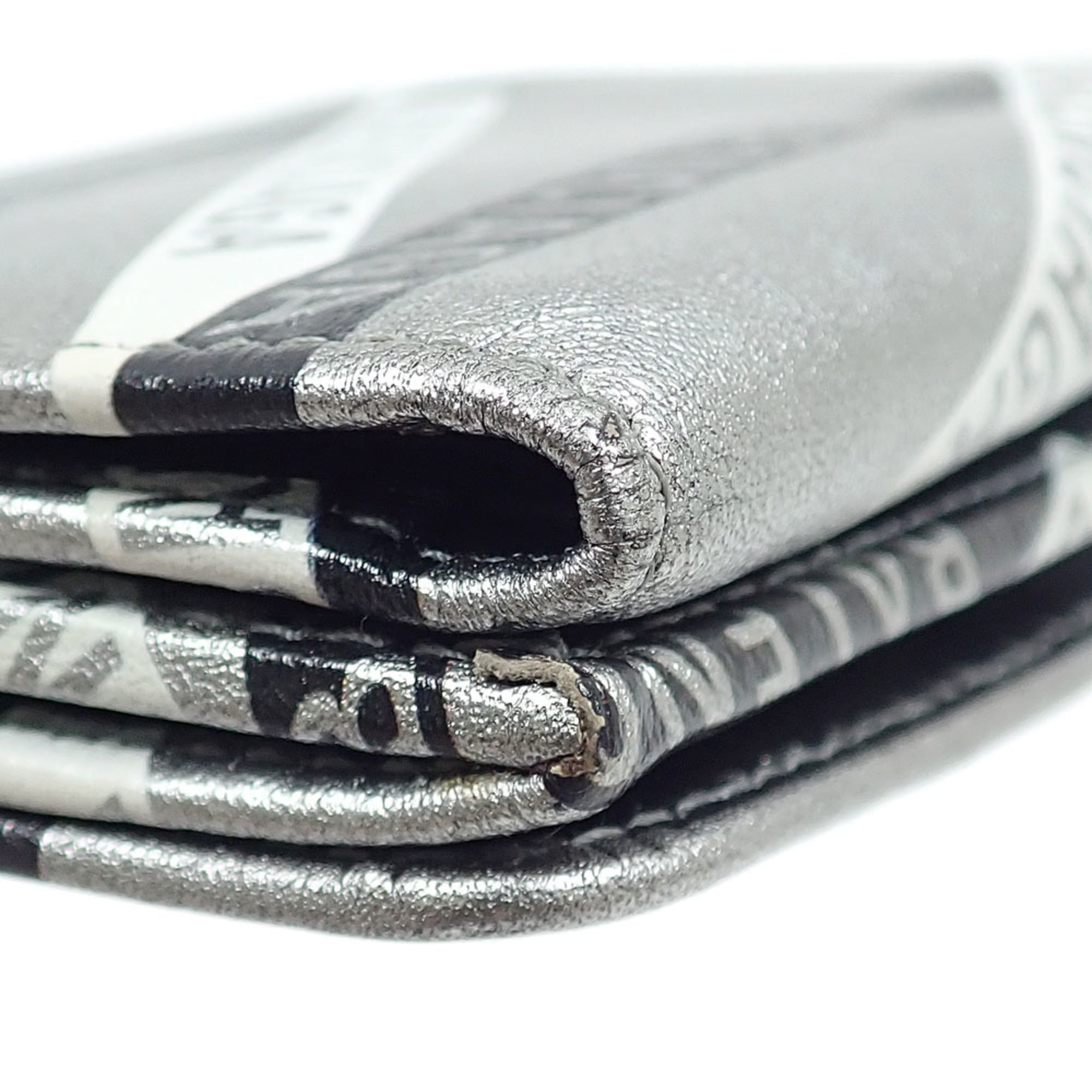Balenciaga Silver Black Leather Wallet (Tri-Fold) (Pre-Owned)