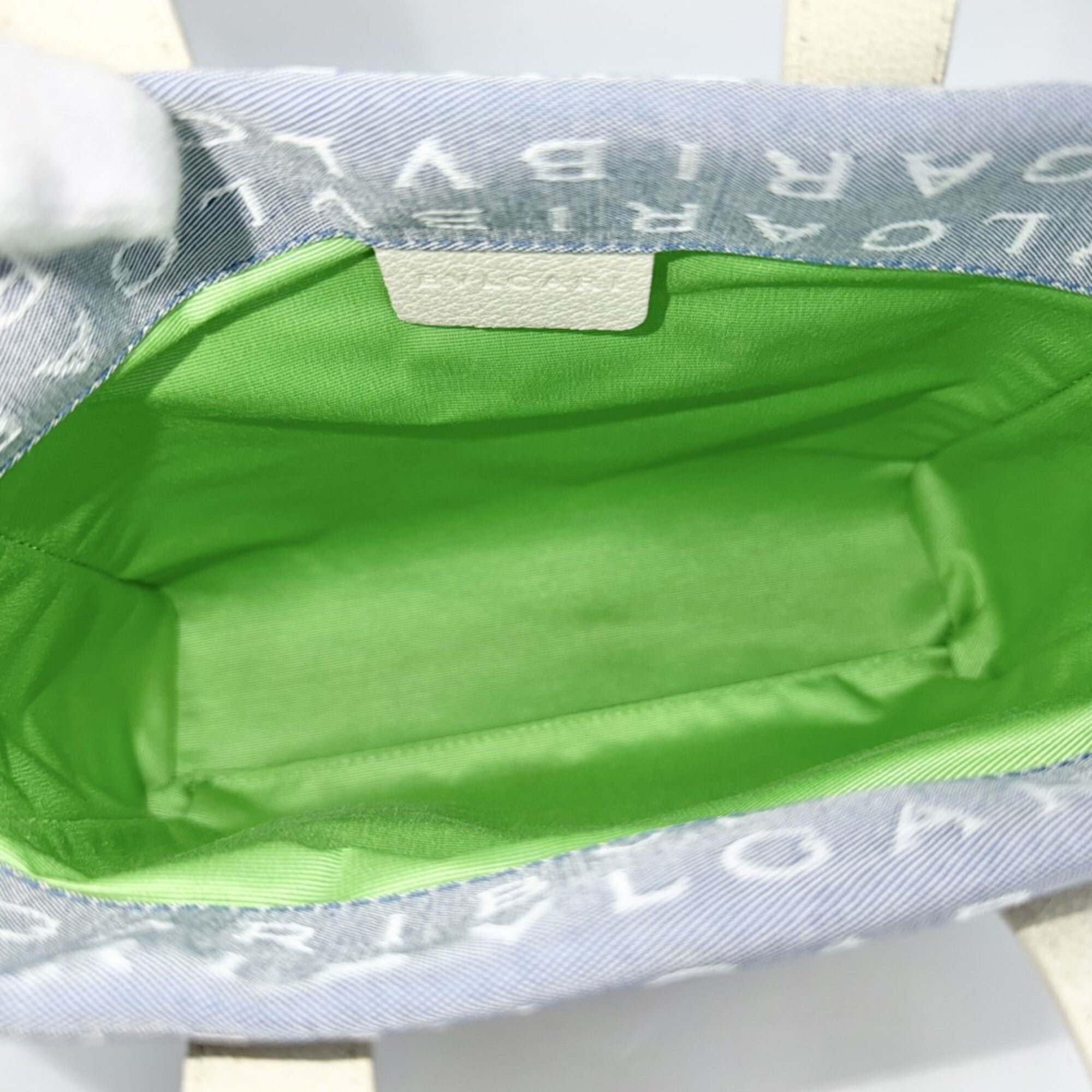 Bvlgari Blue Brown Green White Canvas Handbag (Pre-Owned)