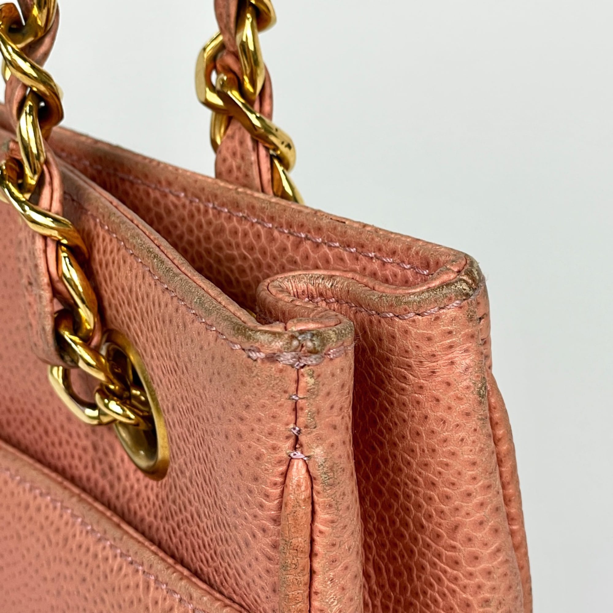 Chanel Salmon Pink Grained Calfskin Shoulder Bag Tote Bag (Pre-Owned)