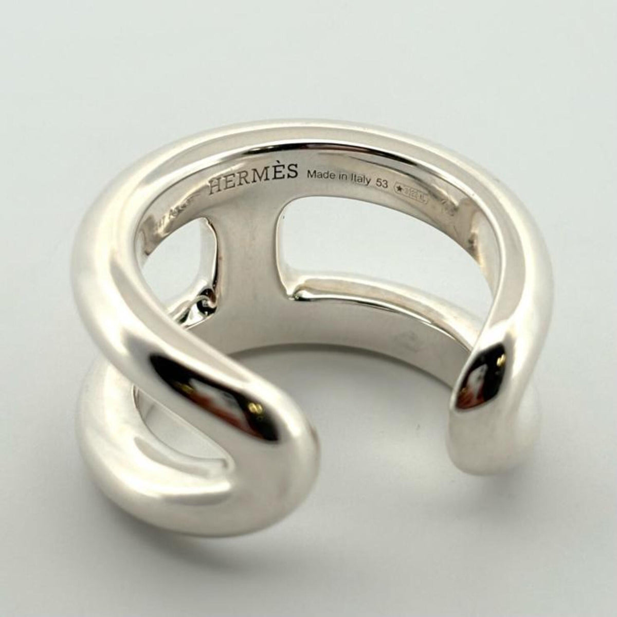 Hermes Silver Silver 925 Band Ring (Pre-Owned)