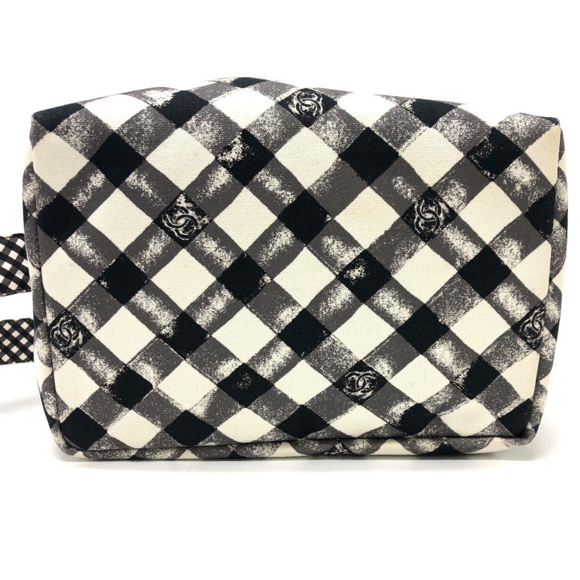 Chanel Black White Canvas Shoulder Bag (Pre-Owned)