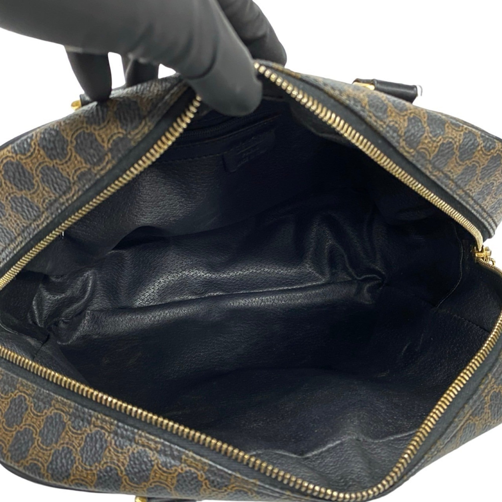 Celine Black Brown Leather Pvc Boston Bag Handbag (Pre-Owned)