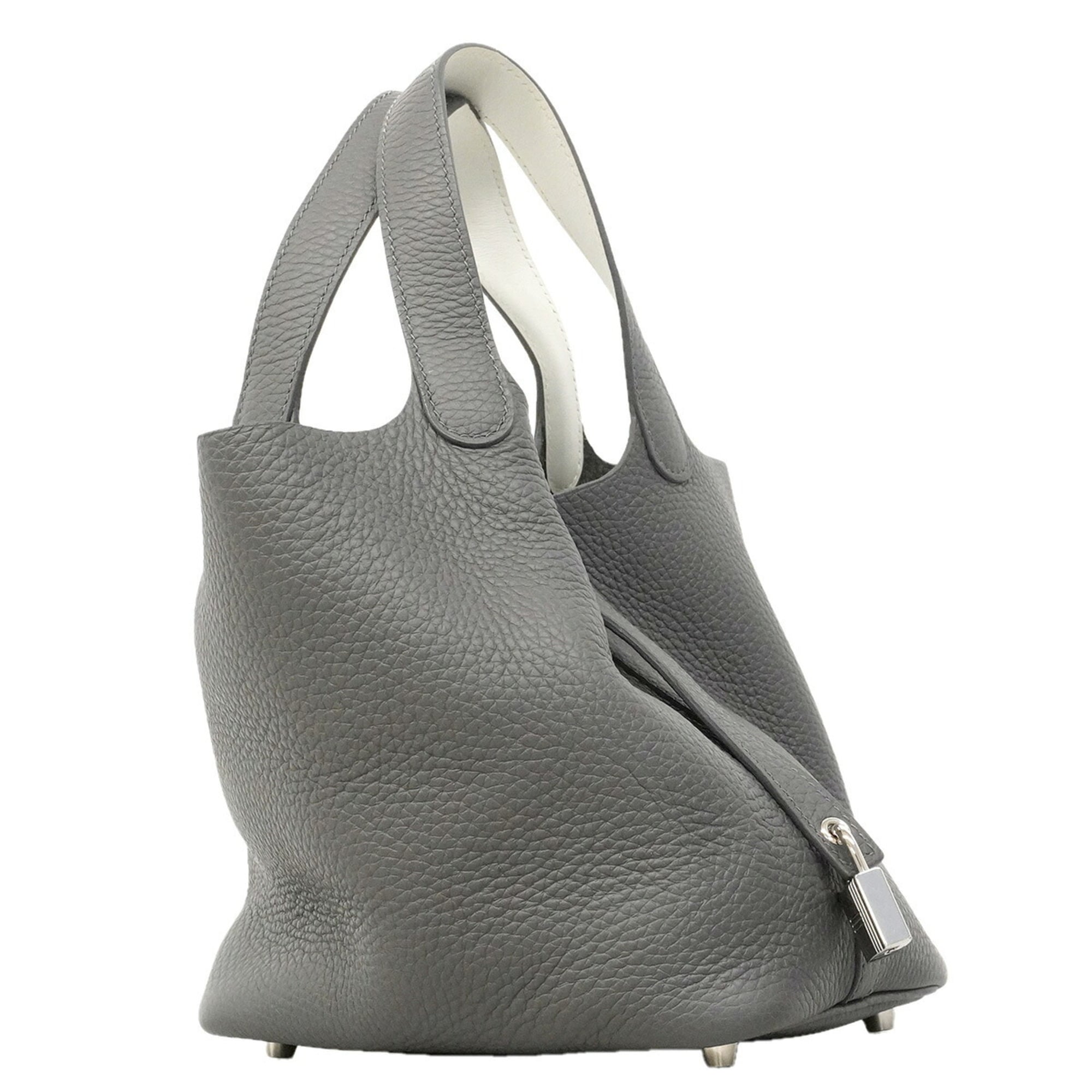Hermes Ardoise Taurillon Clemence Leather Swift Leather Handbag (Pre-Owned)