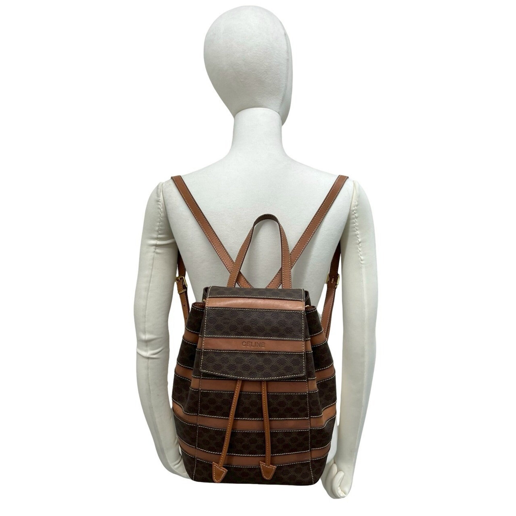 Celine Brown Leather Pvc Backpack (Pre-Owned)