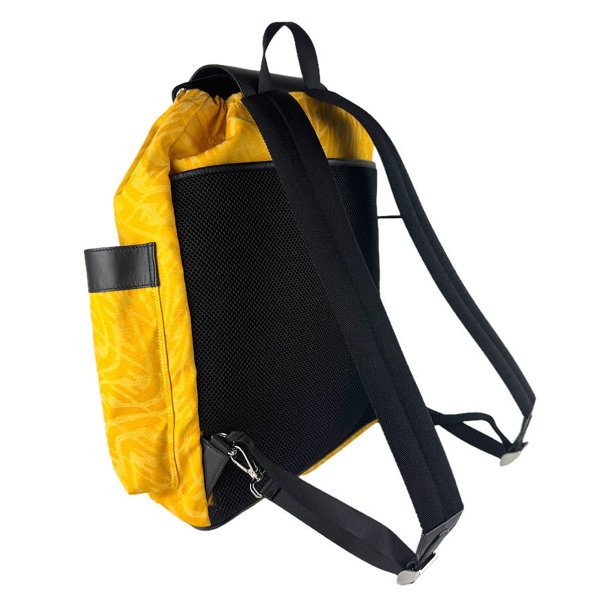 Fendi Black Yellow Nylon Leather Backpack (Pre-Owned)