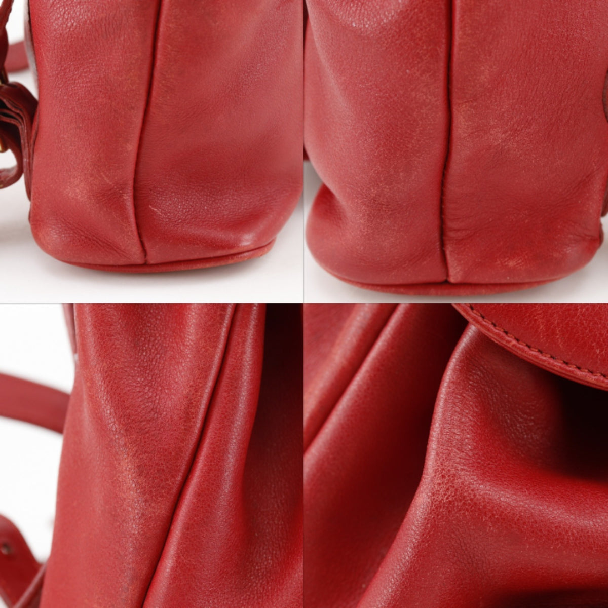 Gucci Bamboo Red Color Leather Backpack (Pre-Owned)