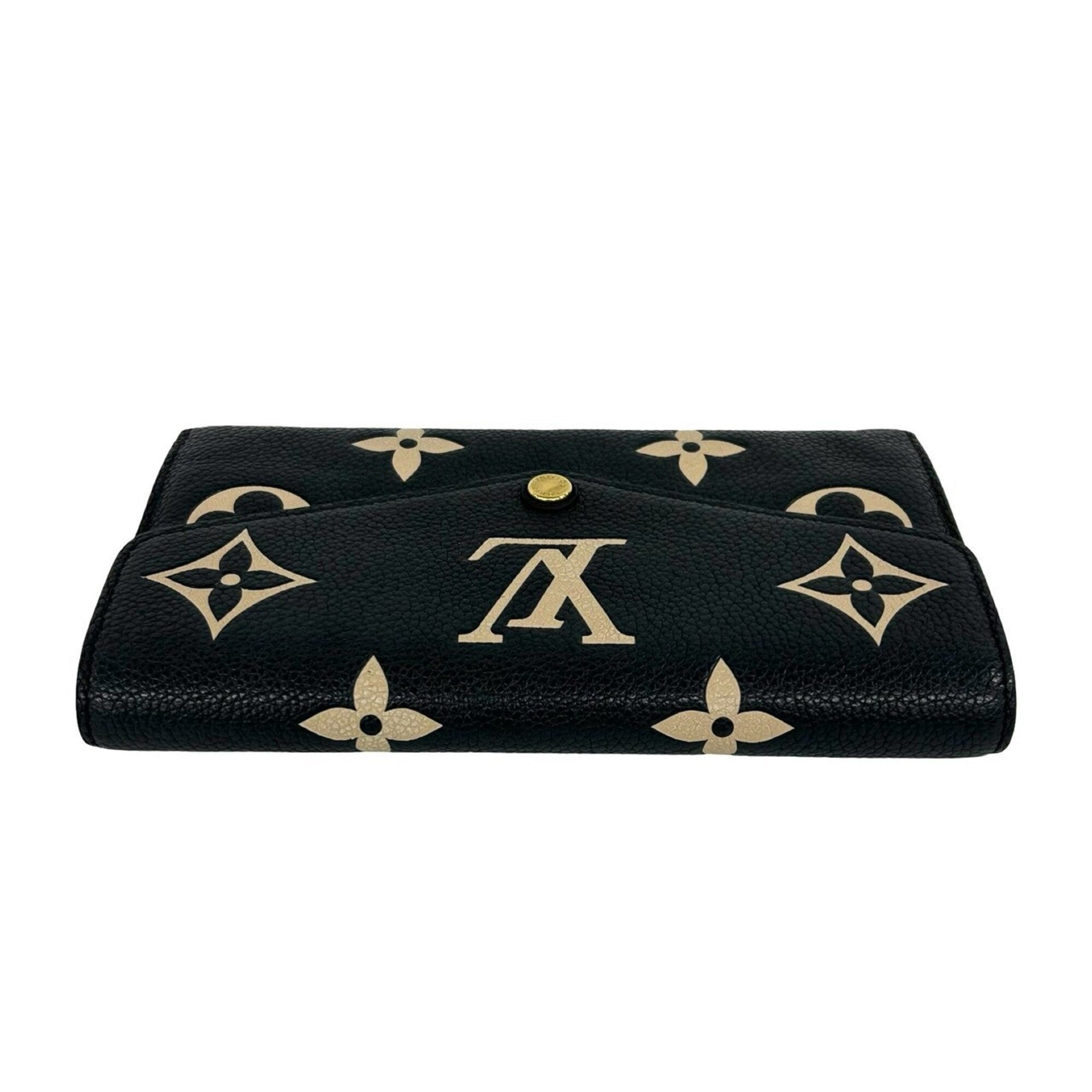 Louis Vuitton Black Leather Long Wallet (Bi-Fold) (Pre-Owned)