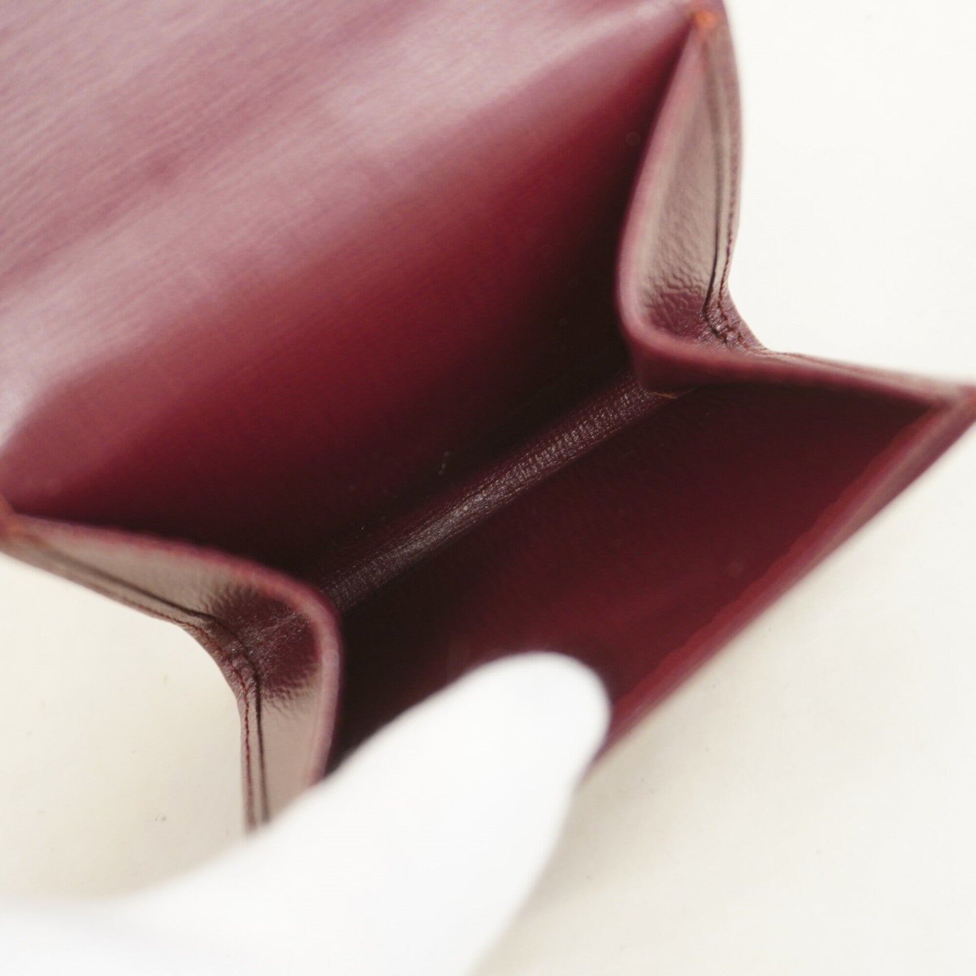 Cartier Bordeaux Leather Coin Purse/Coin Case (Pre-Owned)