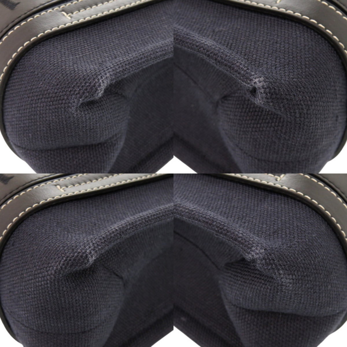 Chloé Black Navy Leather Linen Canvas Handbag Shoulder Bag Tote Bag (Pre-Owned)