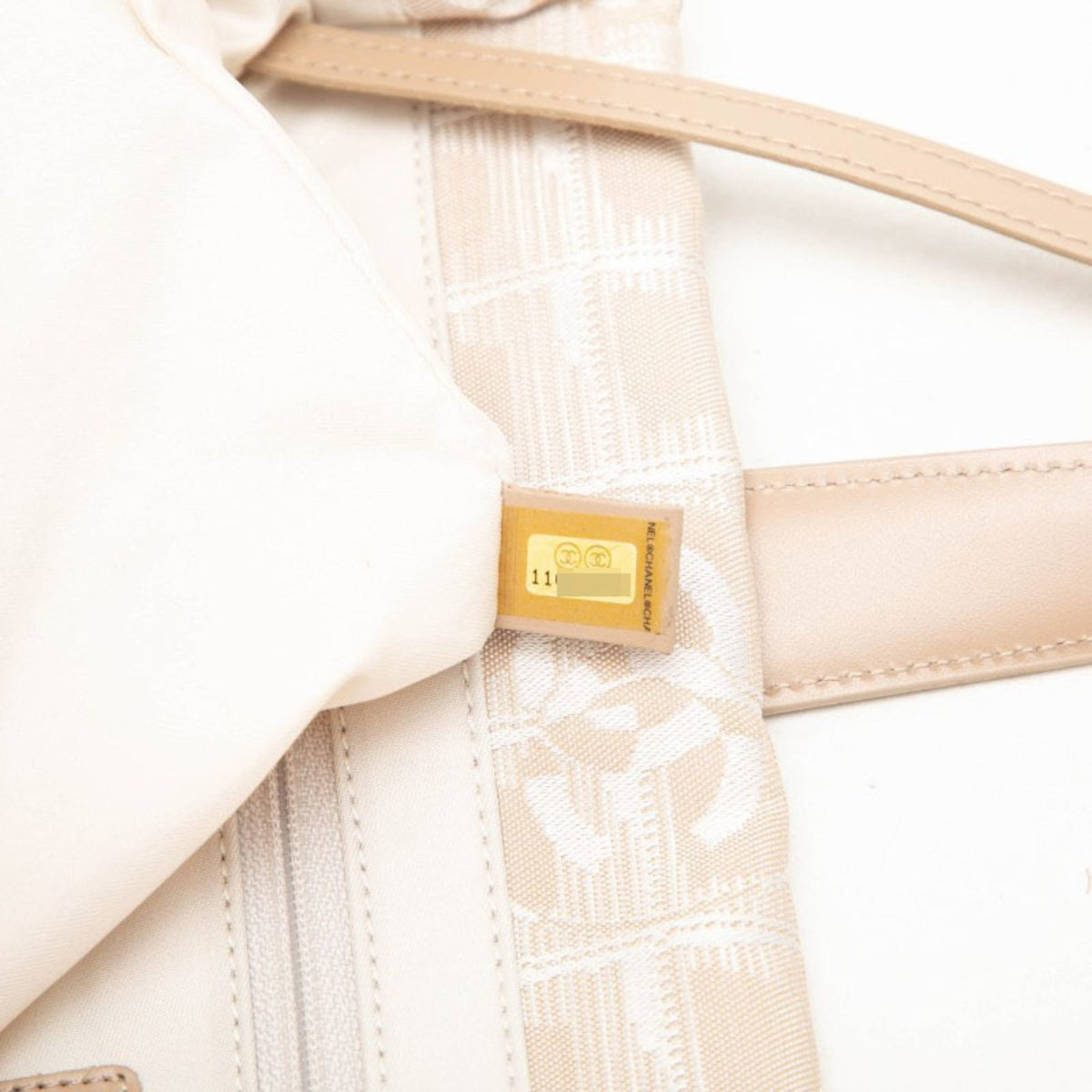 Chanel Beige Nylon Leather Handbag Tote Bag (Pre-Owned)