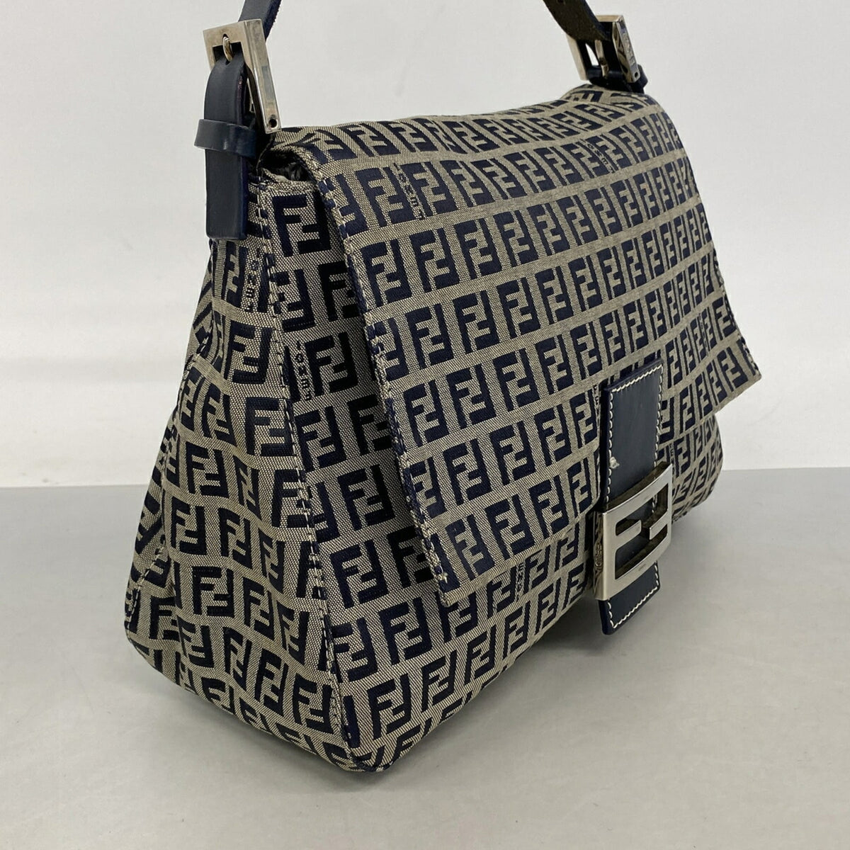 Fendi Navy Nylon Canvas Handbag (Pre-Owned)