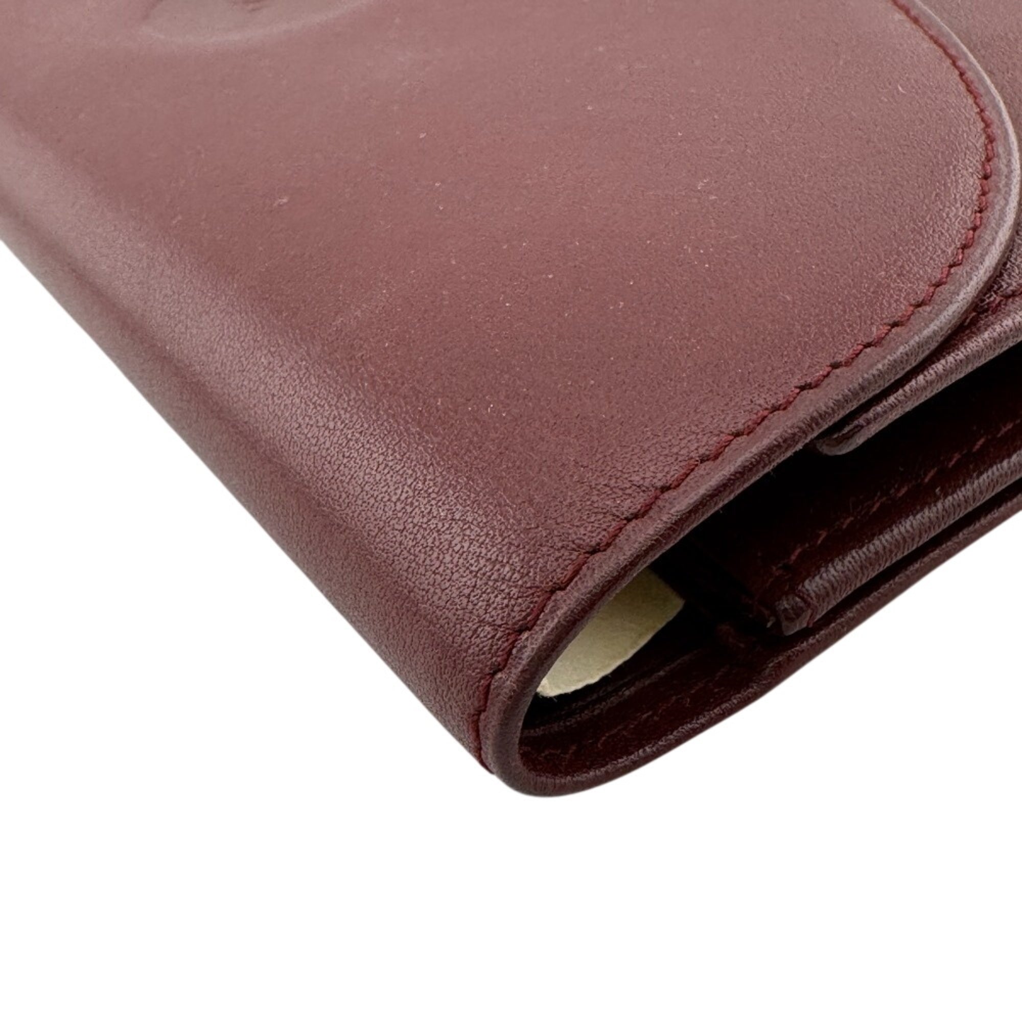 Cartier Must Red Color Leather Long Wallet (Bi-Fold) (Pre-Owned)