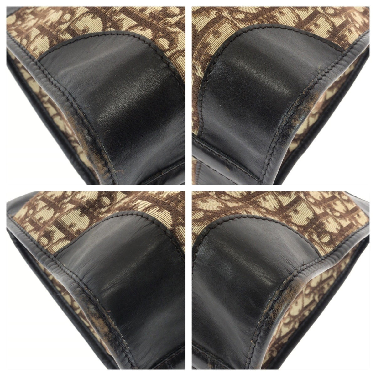 Christian Dior Brown Canvas Leather Boston Bag Handbag (Pre-Owned)