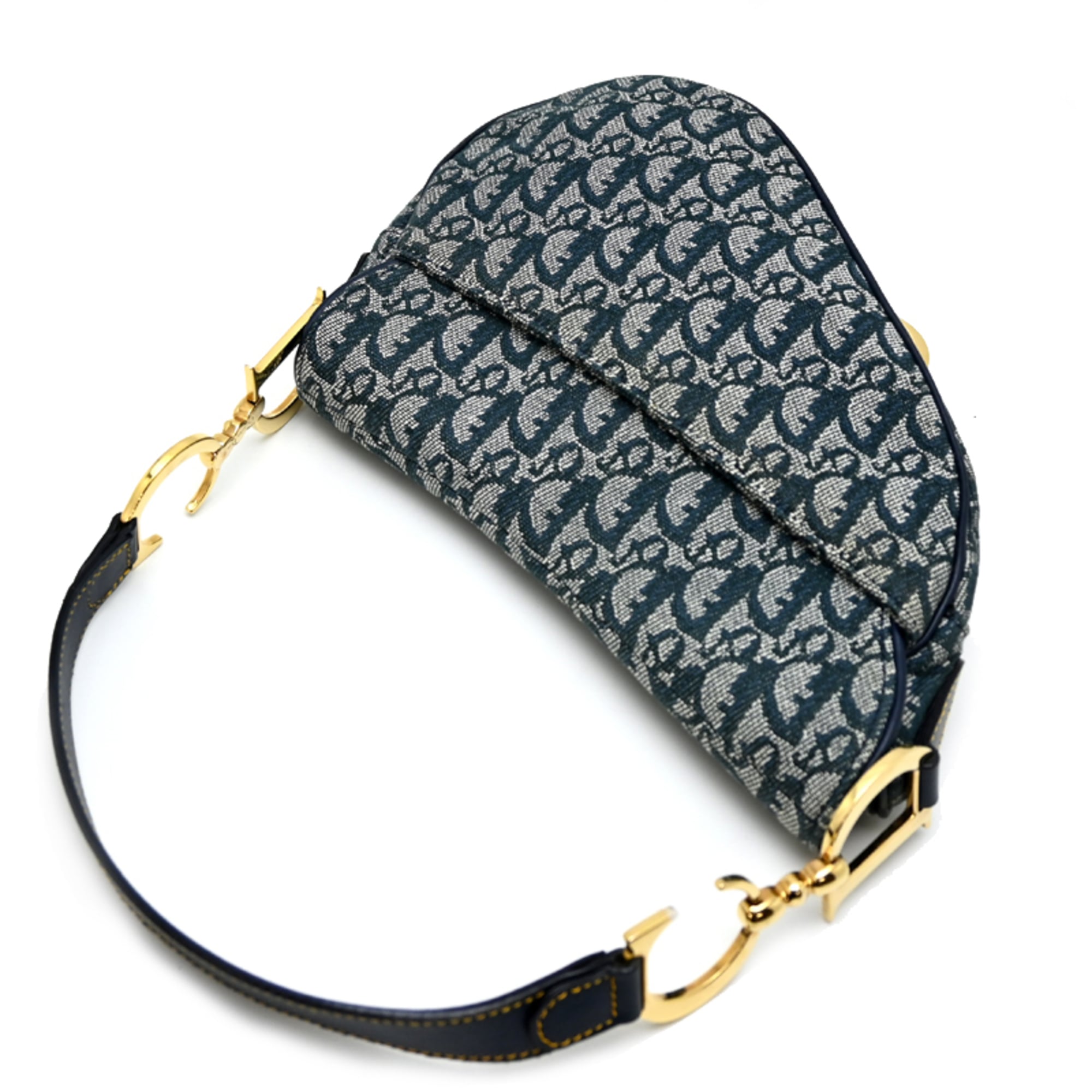 Christian Dior Blue Jacquard Saddle Bag Shoulder Bag (Pre-Owned)