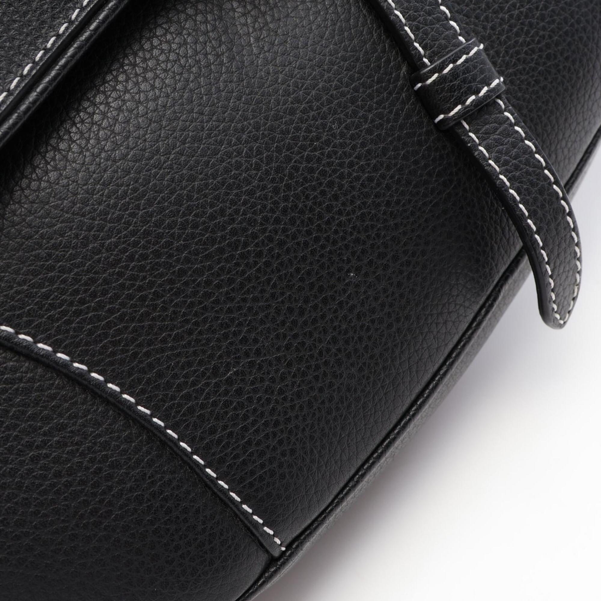 Christian Dior Black Leather Handbag Saddle Bag Sling Bag (Pre-Owned)