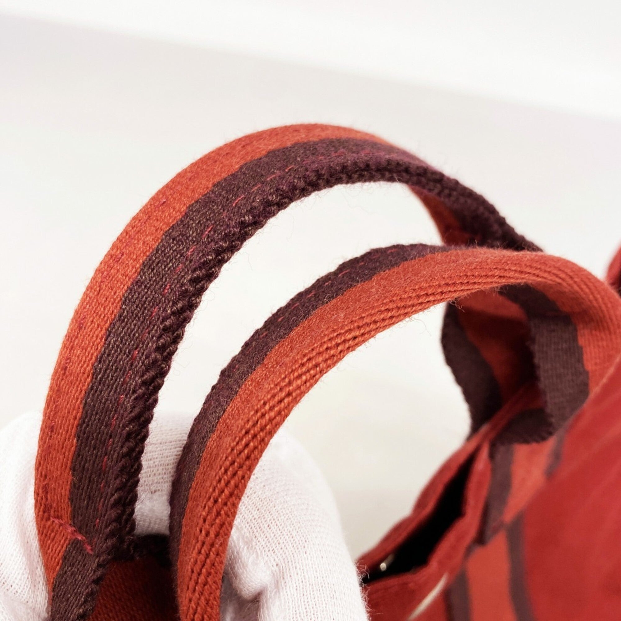Hermes Red Color Canvas Handbag (Pre-Owned)