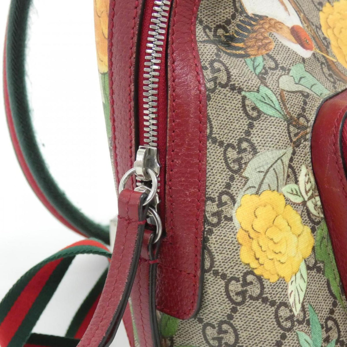 Gucci Beige Red Color Gg Supreme Canvas Backpack (Pre-Owned)