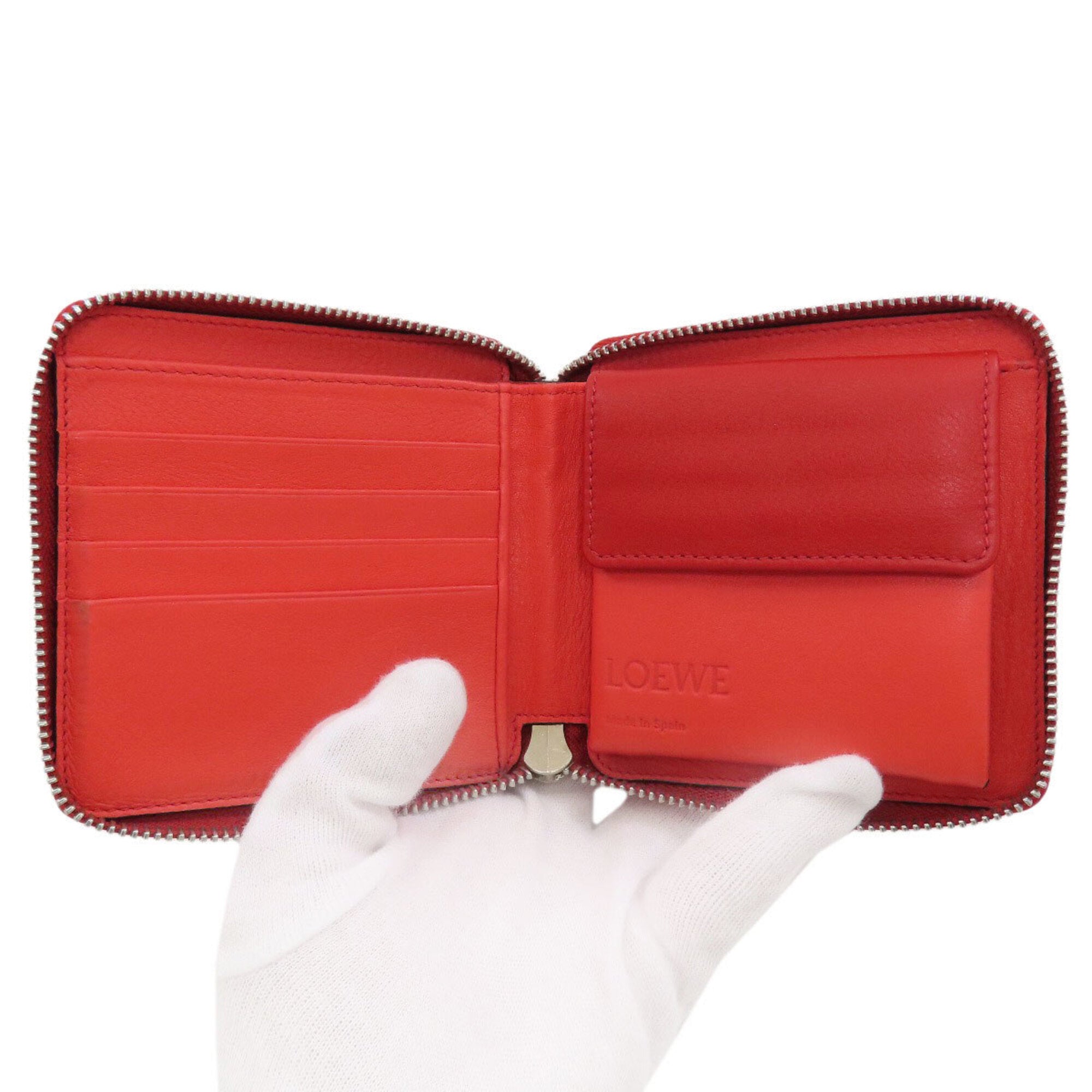 Loewe Red Color Leather Wallet (Bi-Fold) (Pre-Owned)