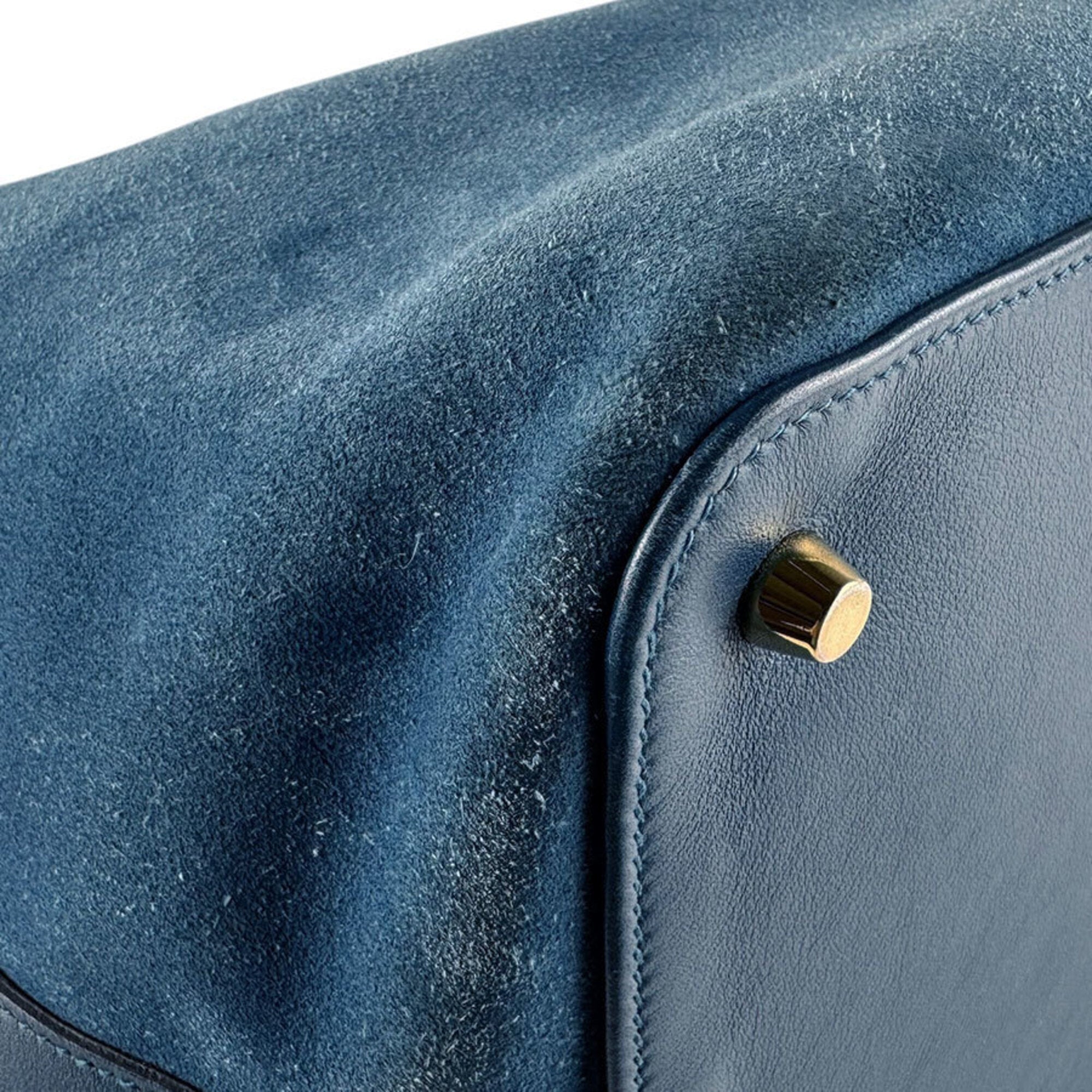 Hermes Blue Swift Leather Handbag Shoulder Bag (Pre-Owned)
