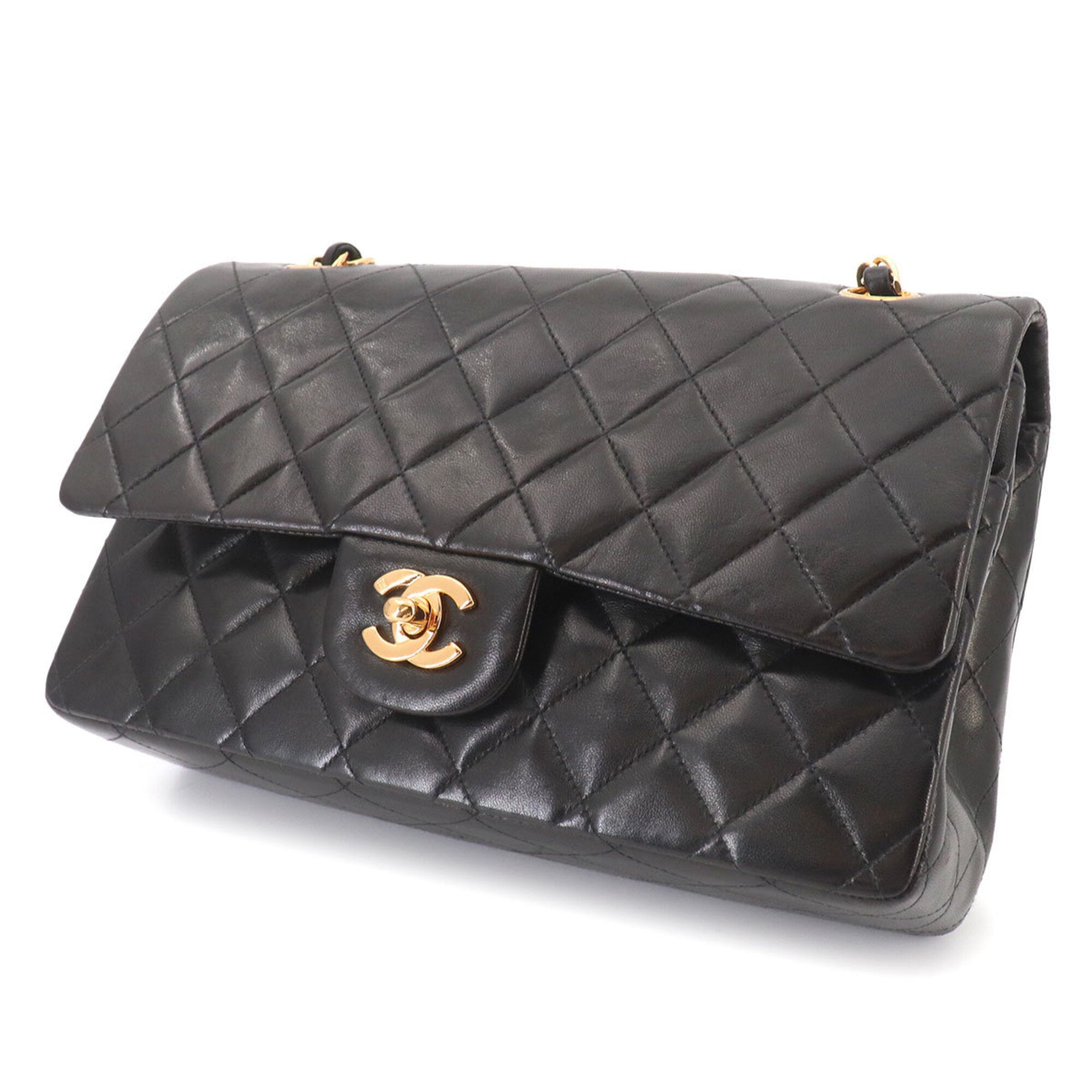 Chanel Black Leather Handbag Shoulder Bag (Pre-Owned)