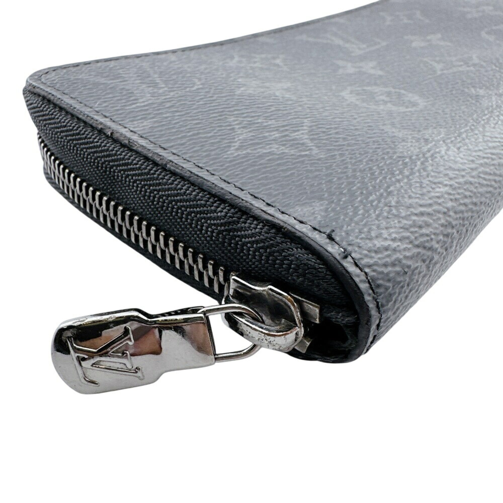 Louis Vuitton Monogram Eclipse Black Gray Monogram Eclipse Leather Long Wallet (Bi-Fold) (Pre-Owned)