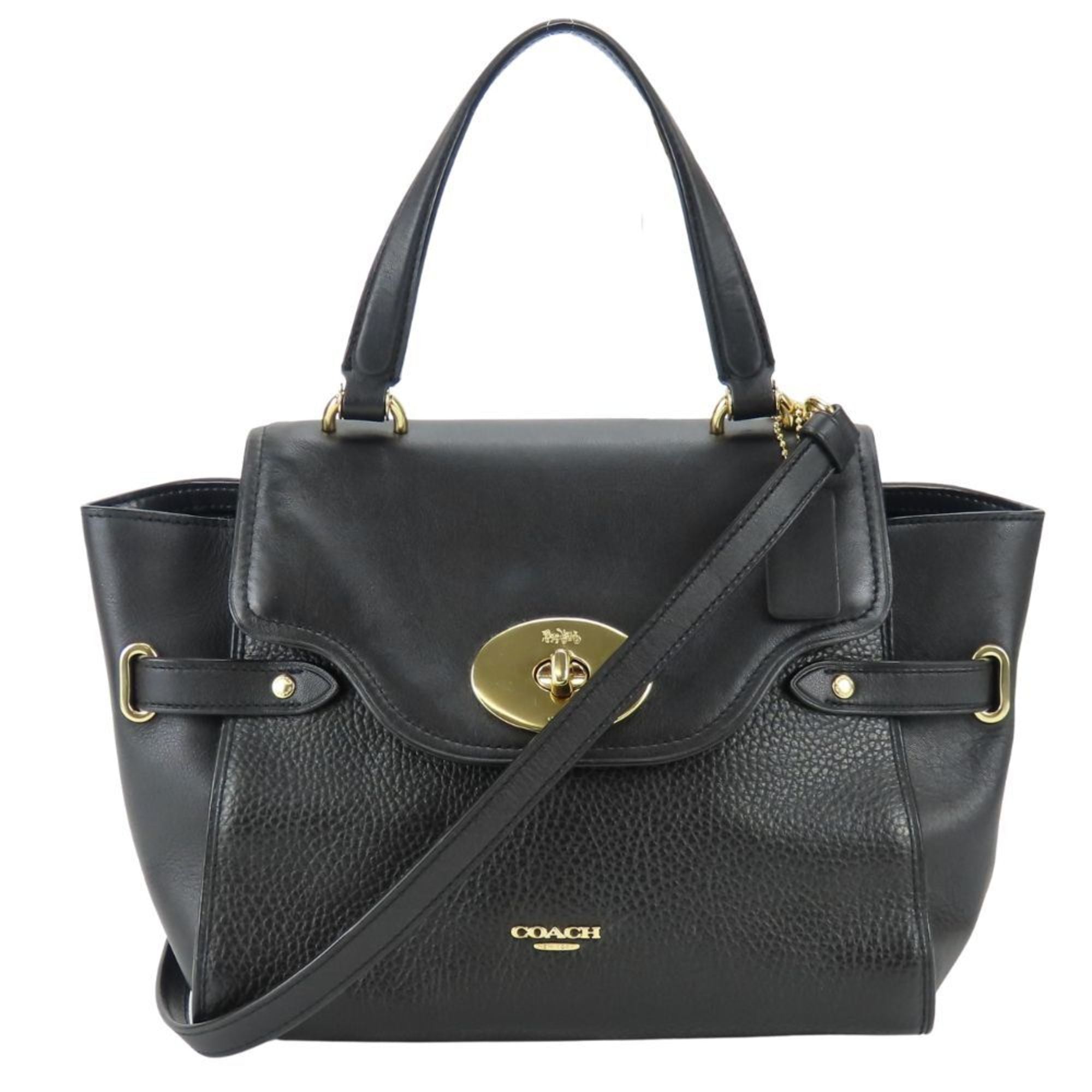 Coach Black Leather Handbag Shoulder Bag (Pre-Owned)